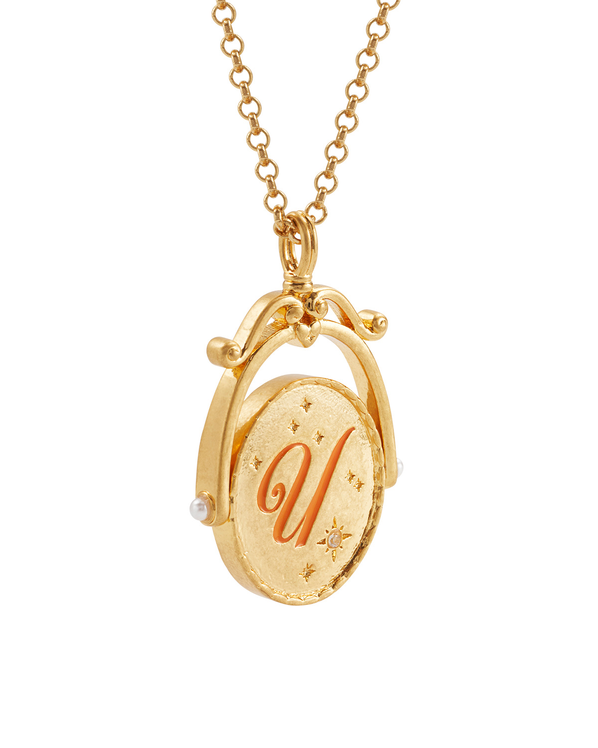 U Initial Ursinia Gold Spinner Necklace