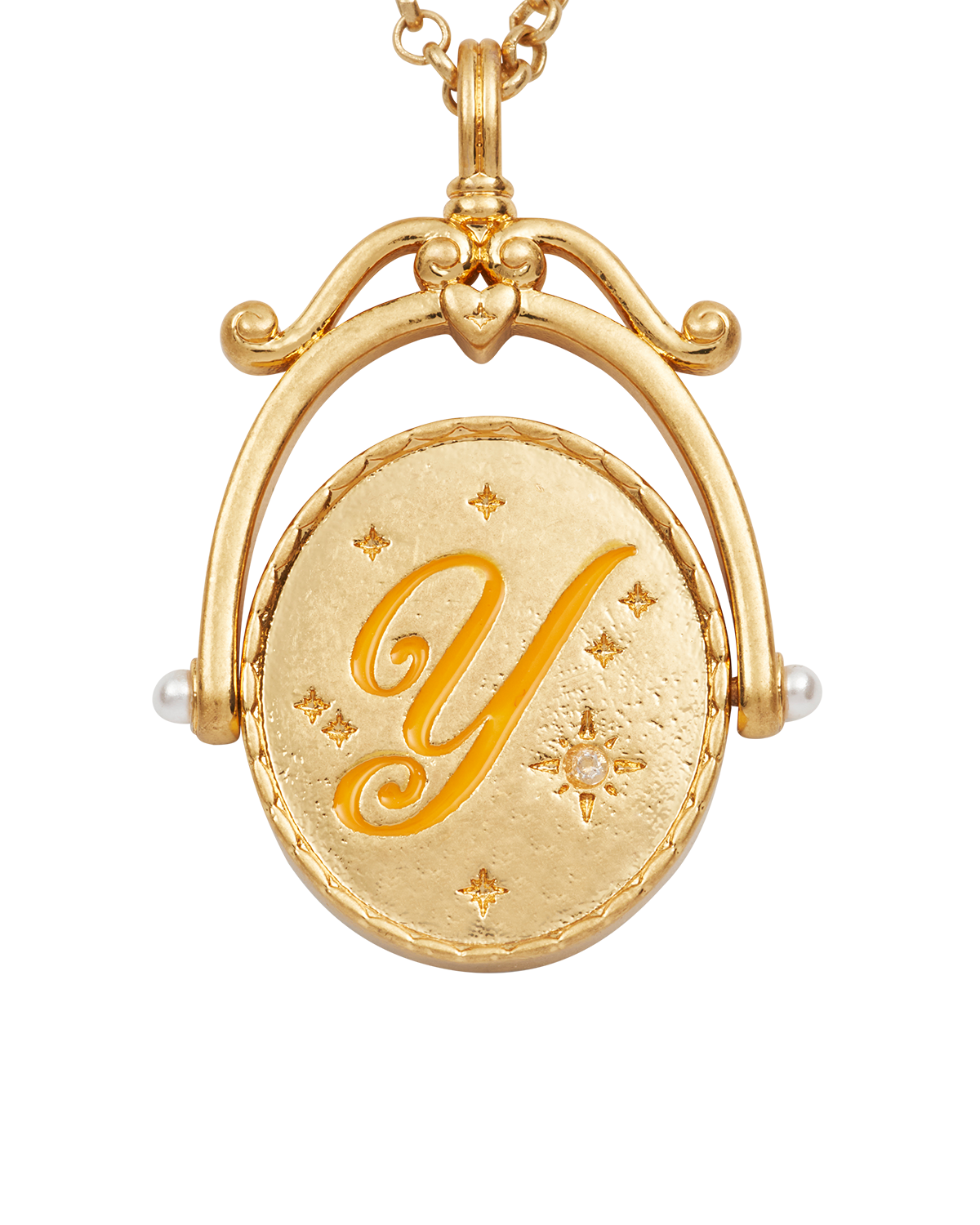 Y Initial Yarrow Gold Spinner Necklace