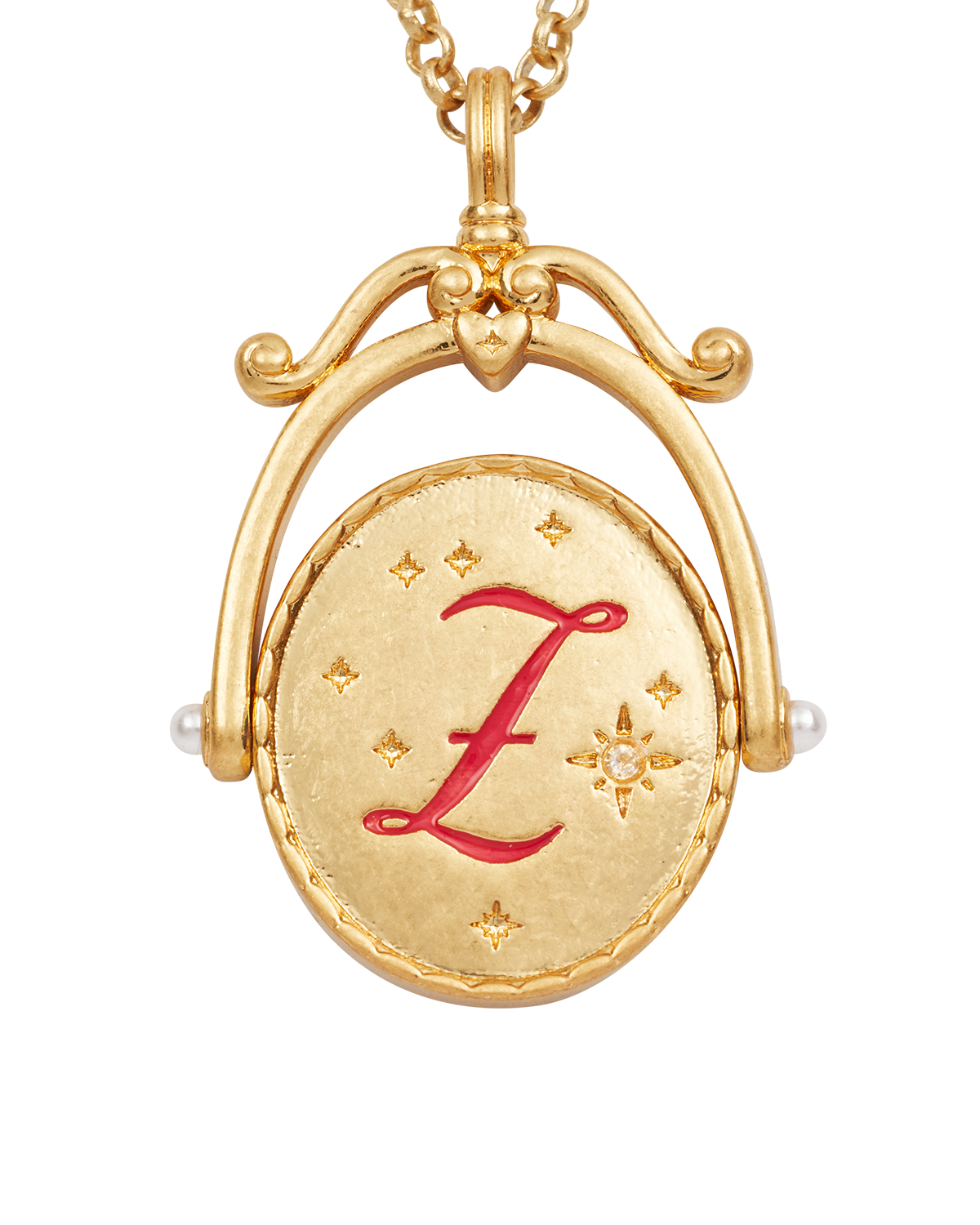 Z Initial Zigzag Clover Spinner Necklace