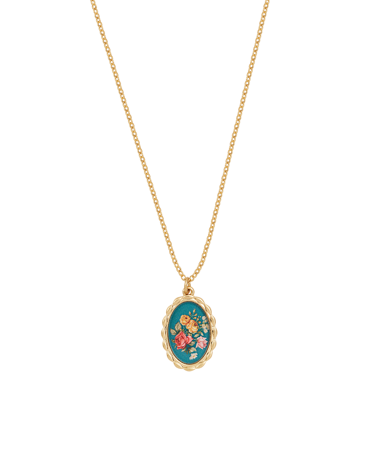 Gold Roses Vintage Framed Necklace