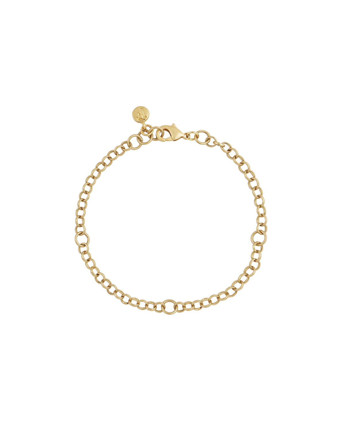 Gold chain bracelet on a white background