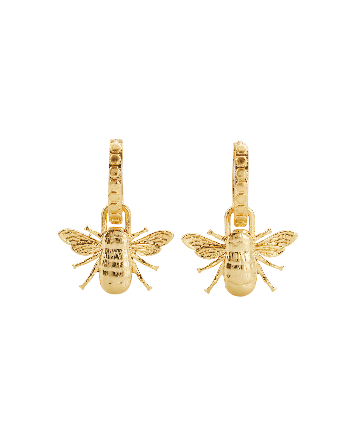 Back of Gold Tone Honey Bee Huggie Earrings