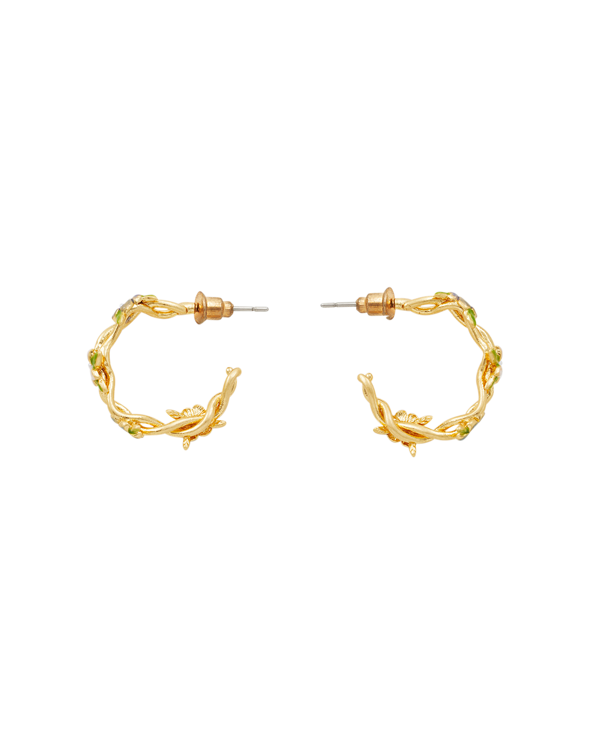 Gold Wildflower Hoop Earrings & Pansy Pearl Bangle Set