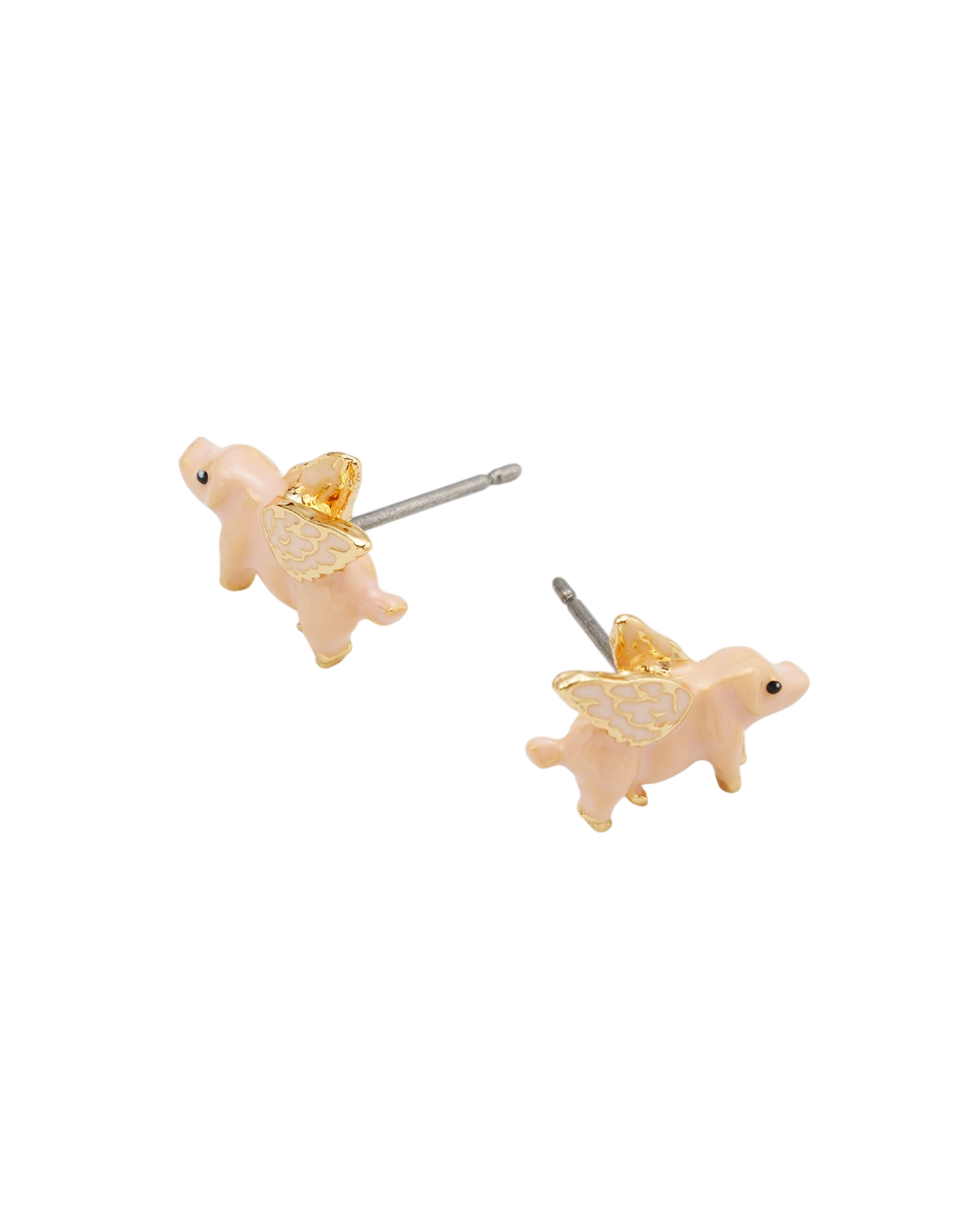 Gold Flying Pig Stud Earrings