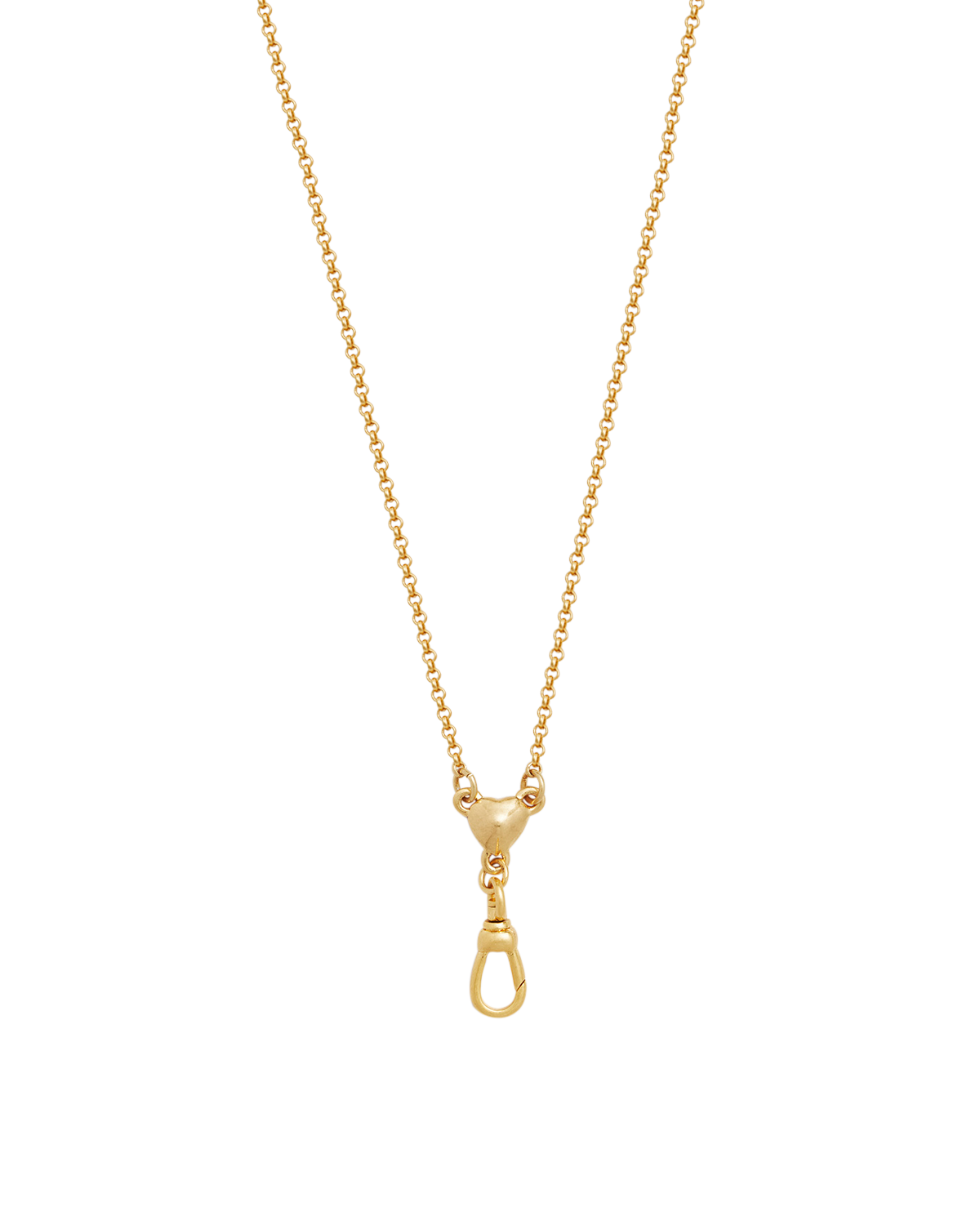 Gold necklace with a clasp on a white background