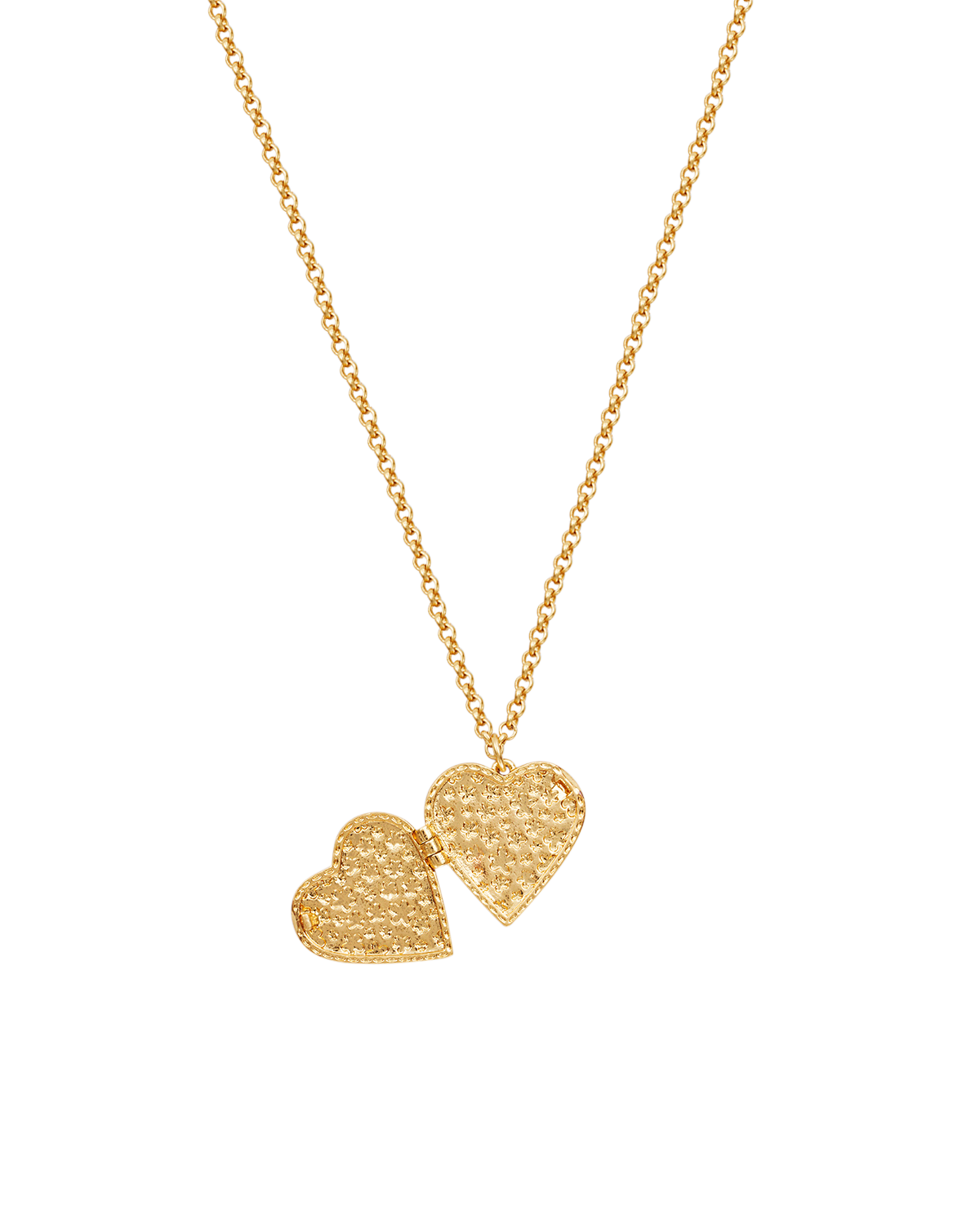 Gold Forget Me Not Heart Locket Necklace open