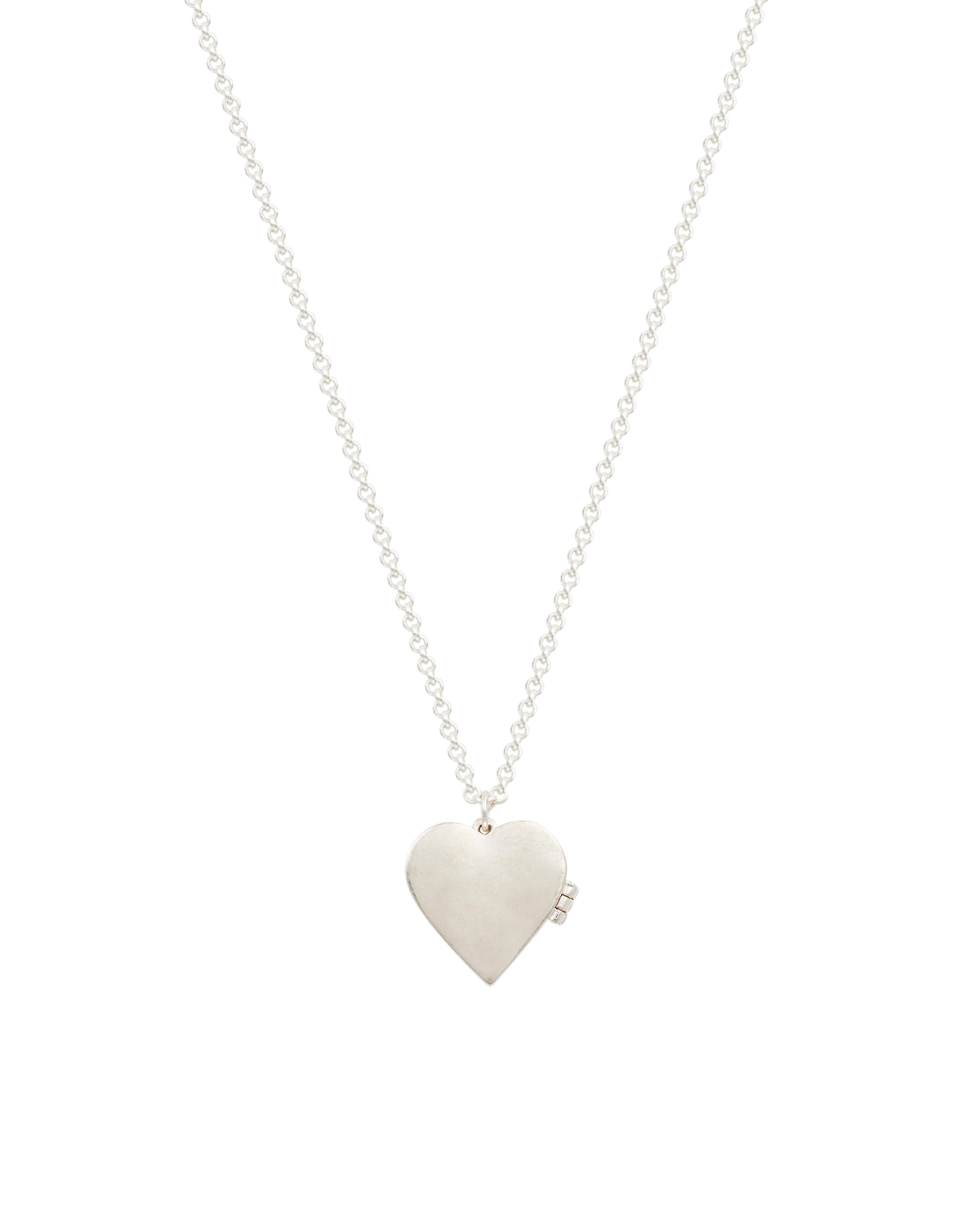 Silver Forget Me Not Heart Locket Necklace on a white background