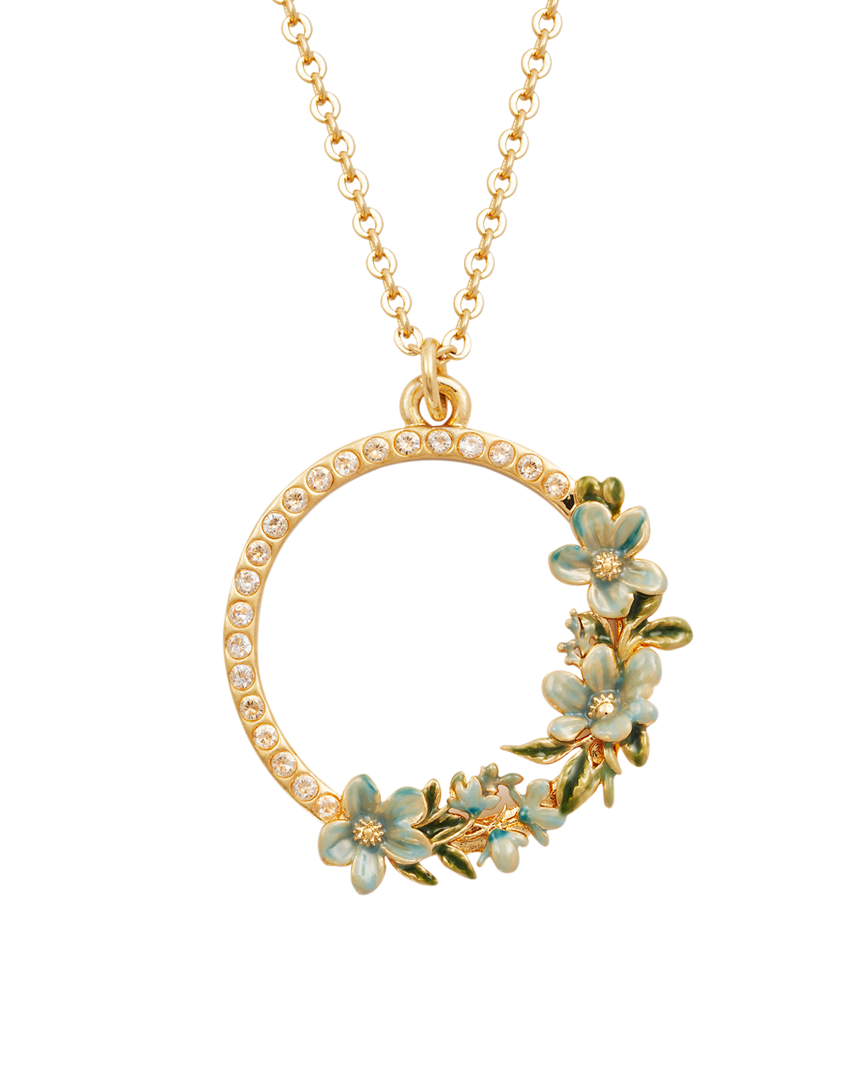 Gold Floral Wreath Necklace close up