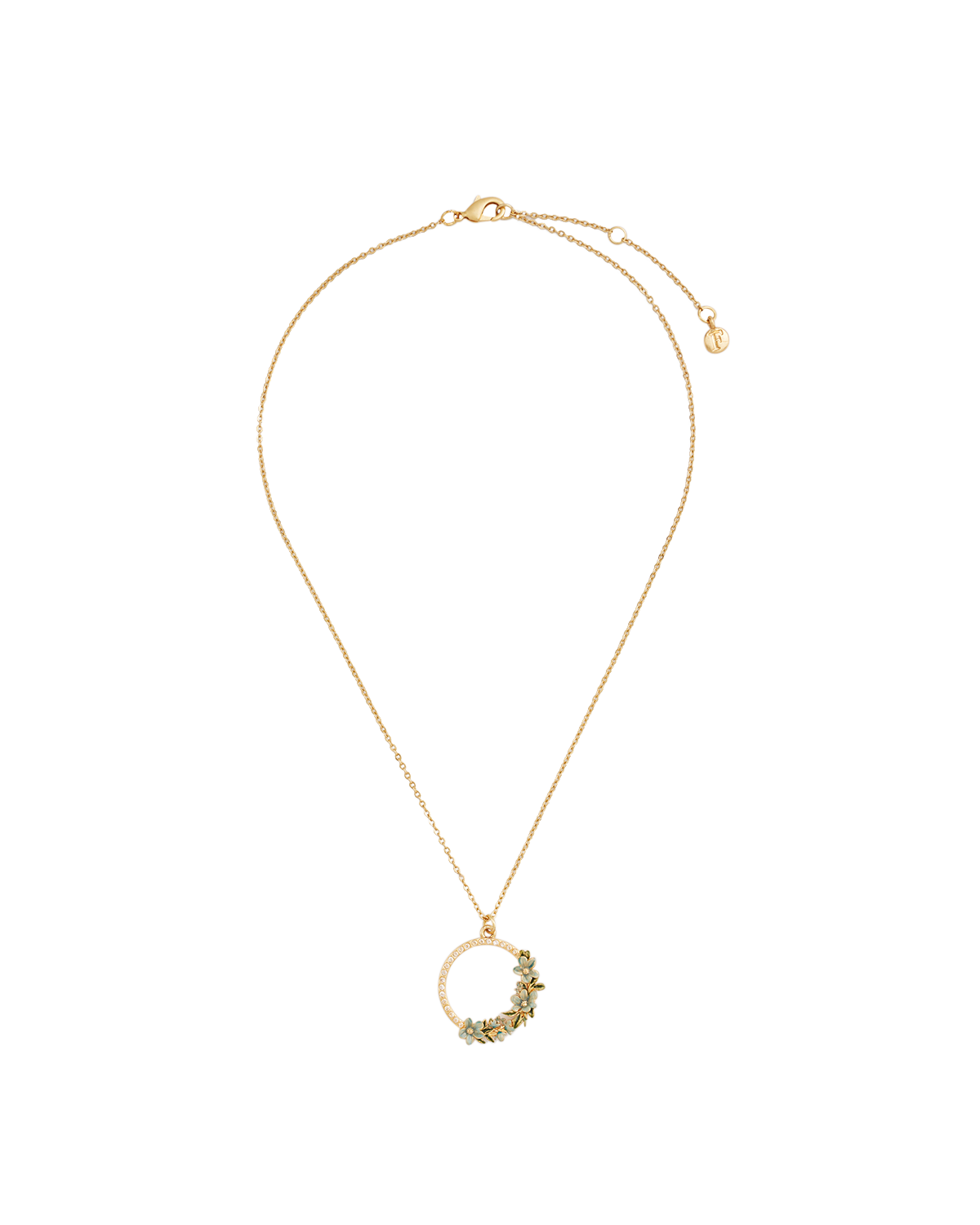 Gold Floral Wreath Necklace full on white background