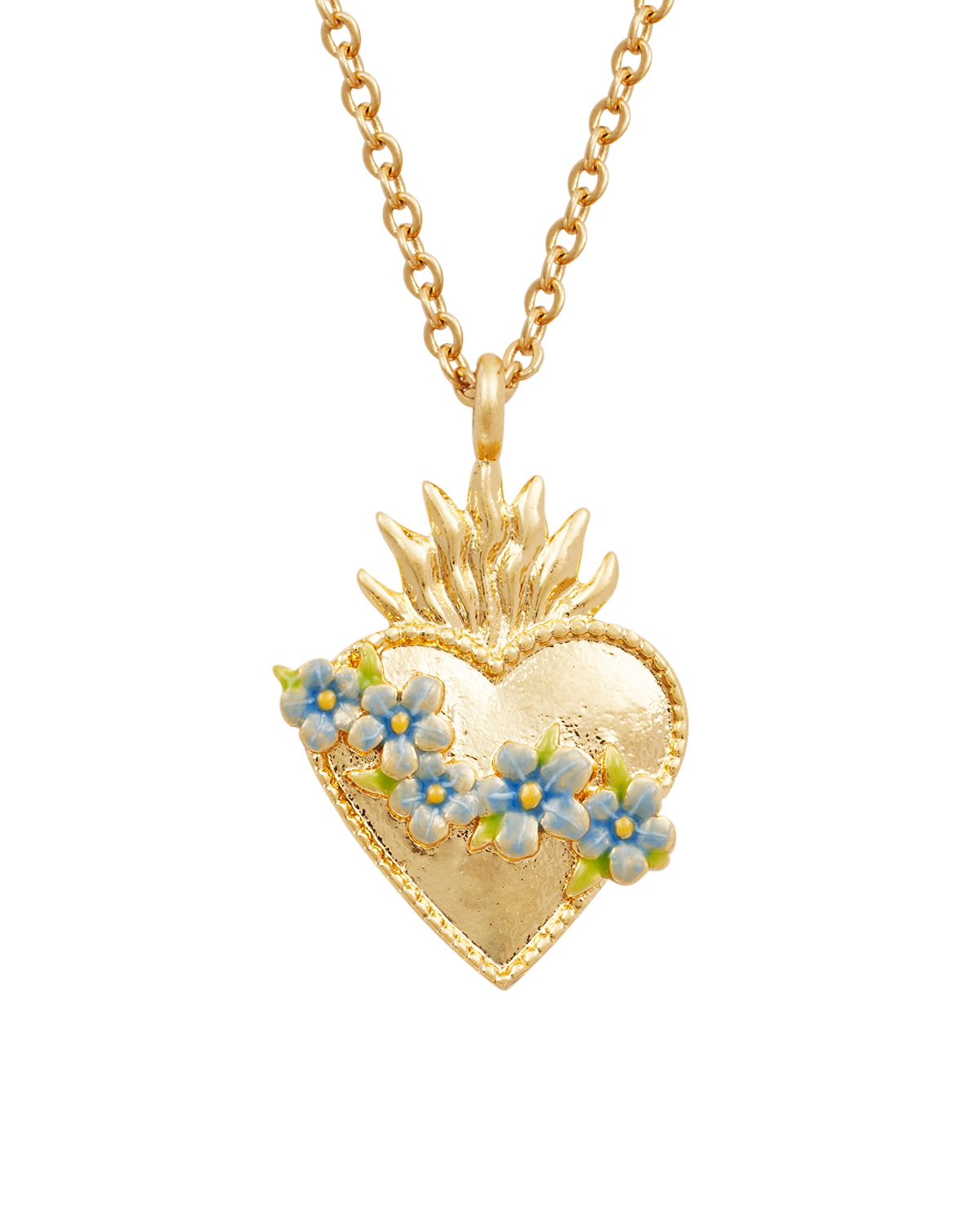 Gold Sacred Heart Necklace on a white background
