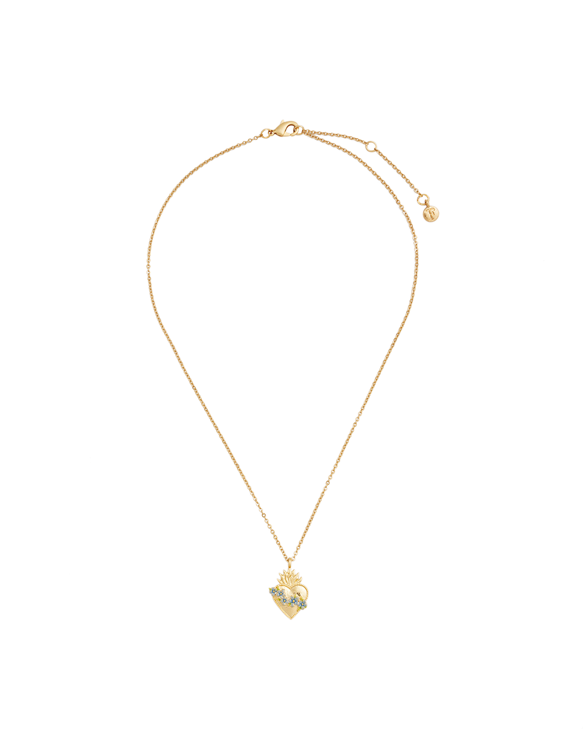 Gold Sacred Heart Necklace on a white background