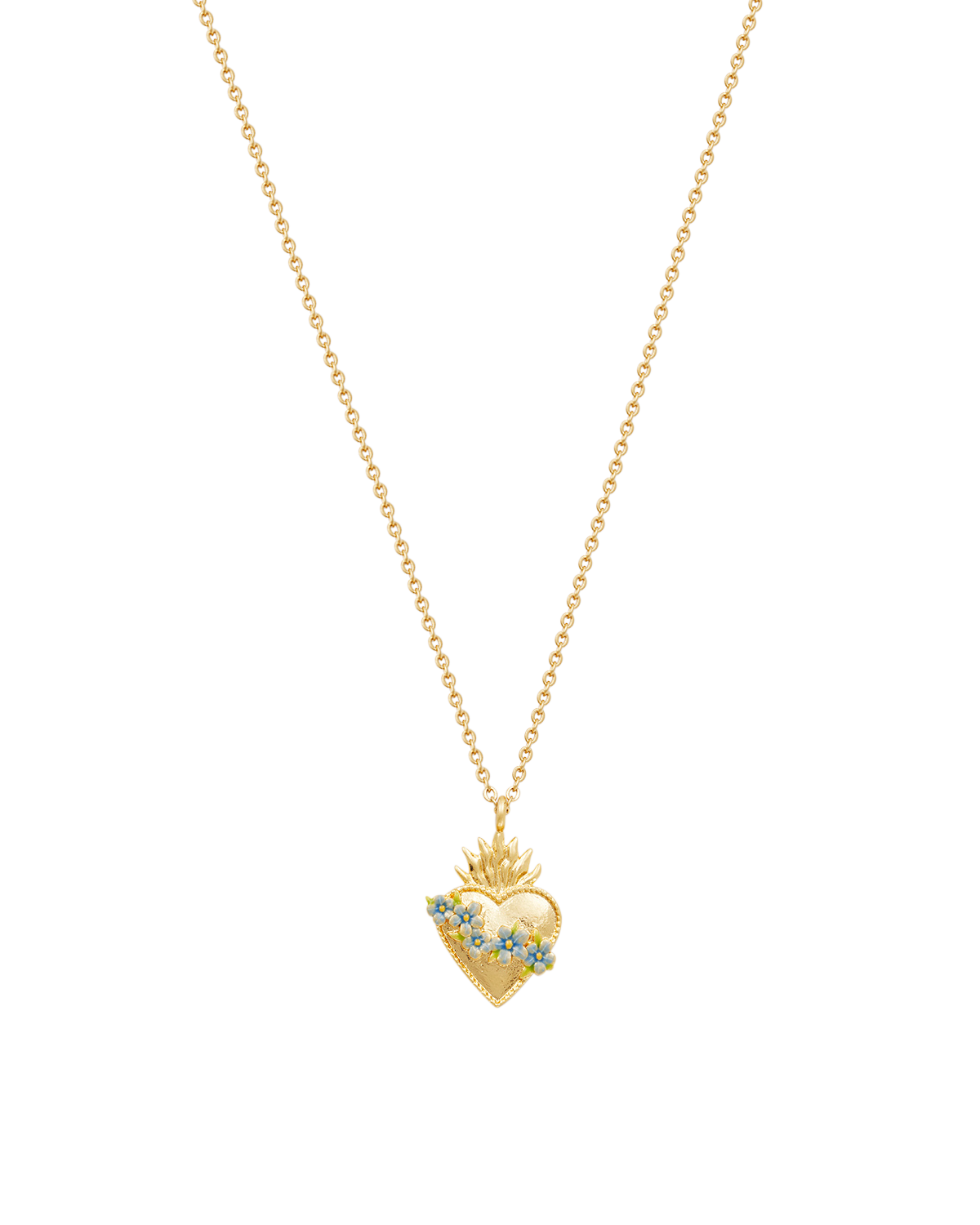 Gold Sacred Heart Necklace on a white background