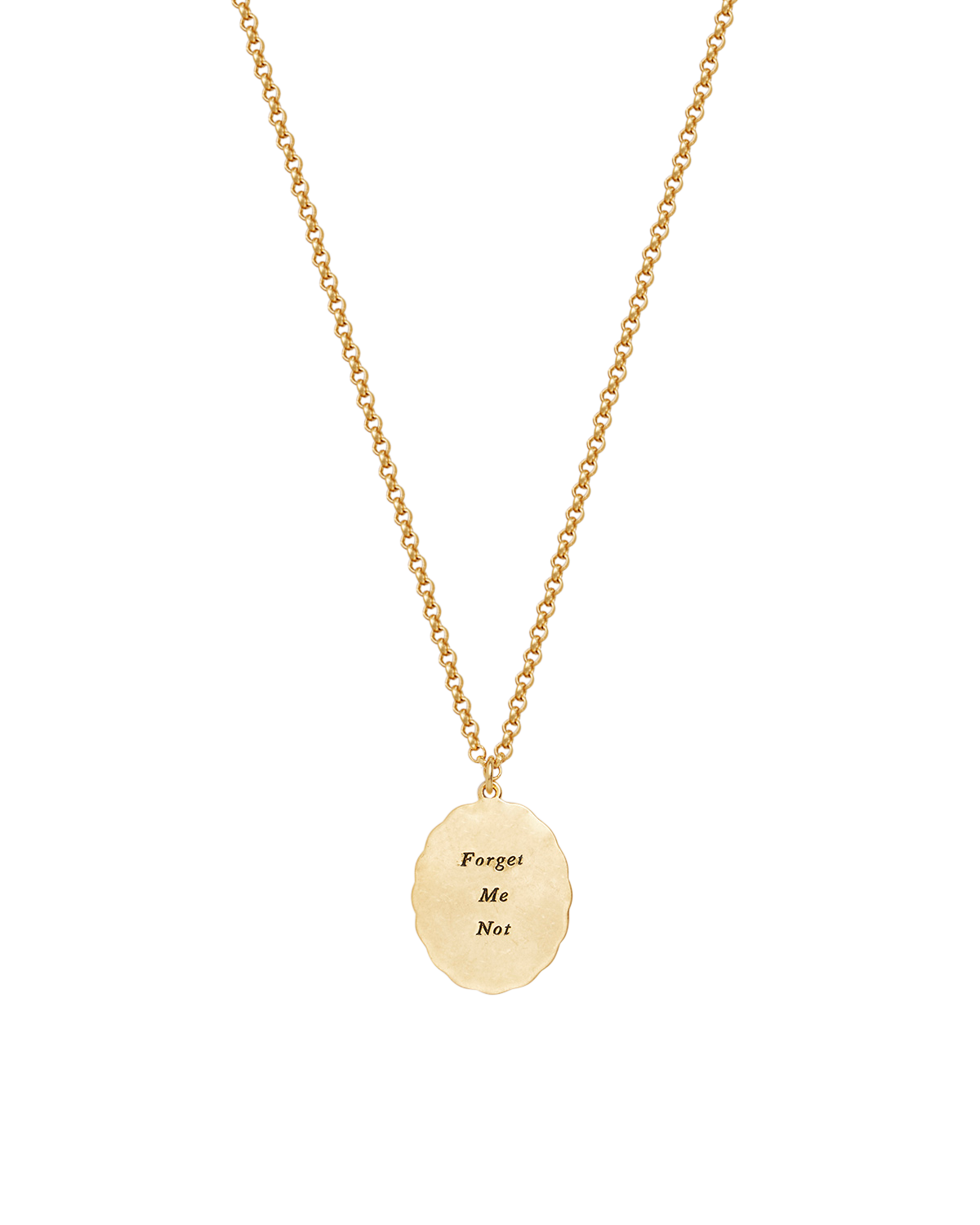 Gold Forget Me Not Pearl Cameo Necklace on a white background