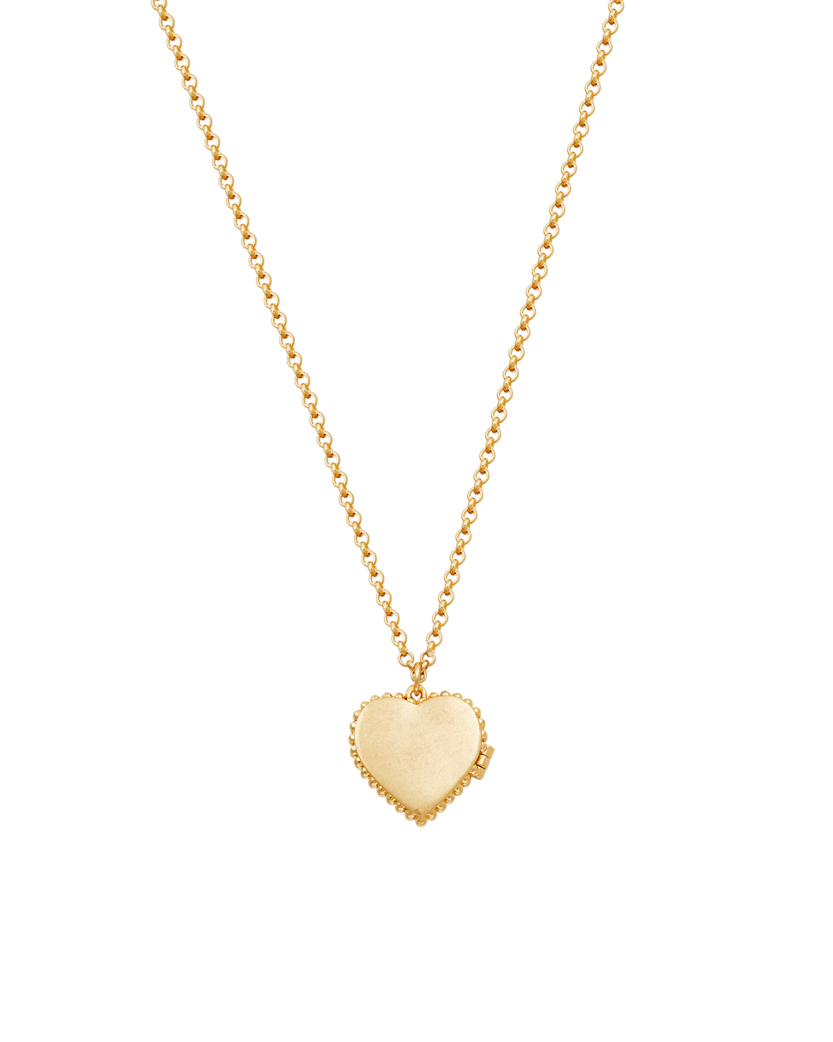 Gold Jasmine Heart Locket Necklace on a white background