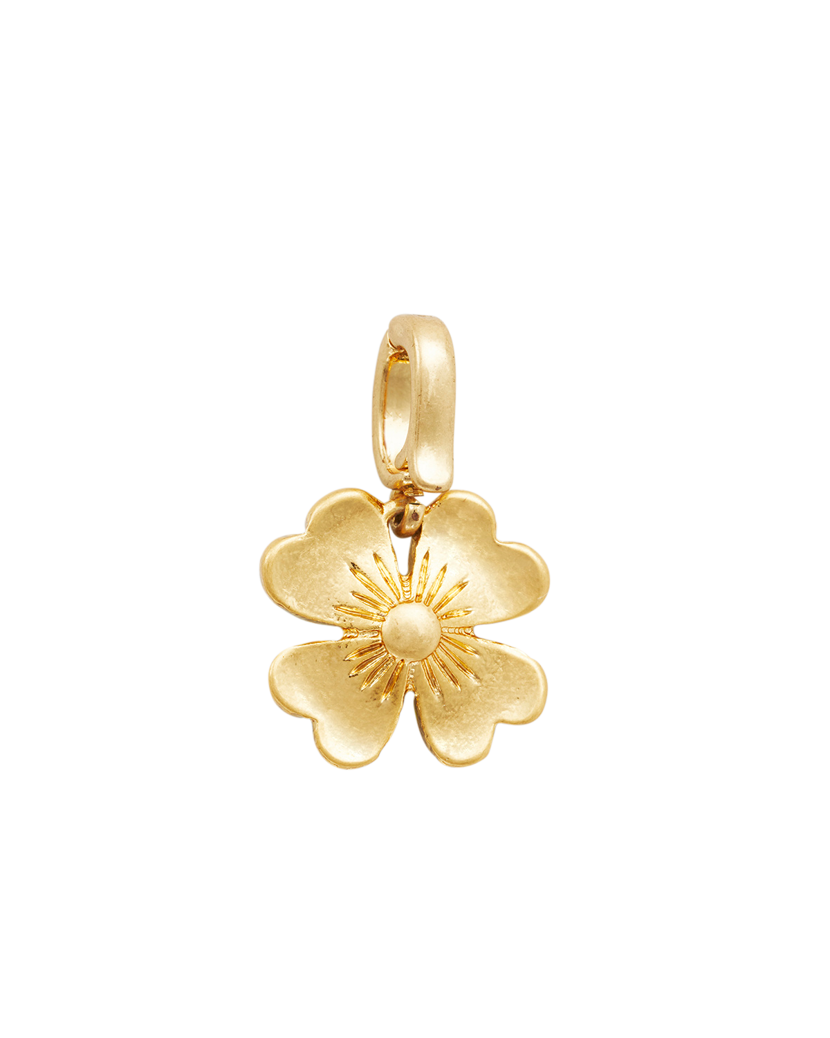 Gold flower-shaped pendant on a white background