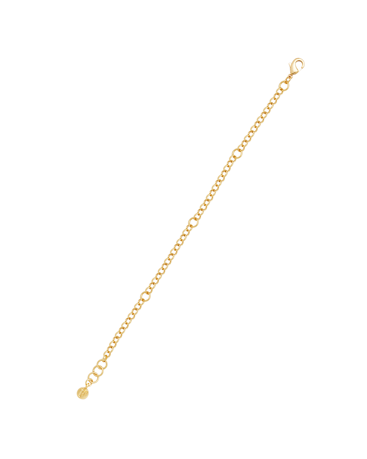Gold chain bracelet on a white background