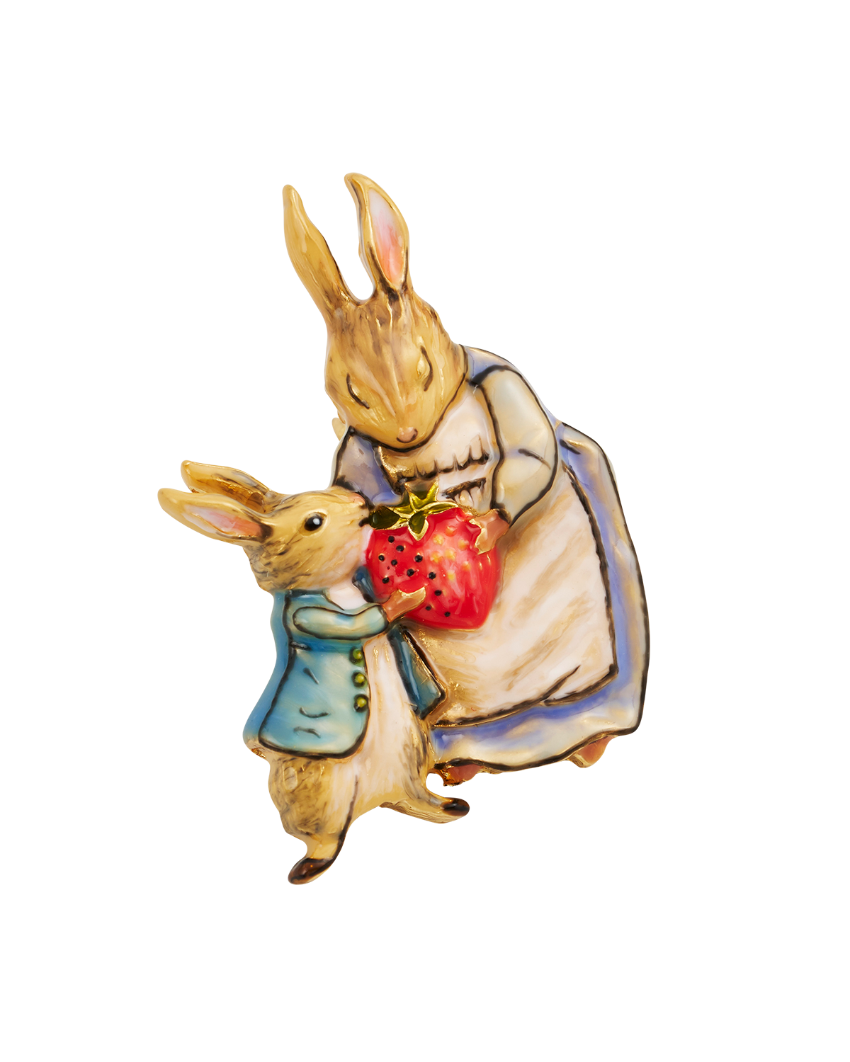 Peter Rabbit Mrs Rabbit enamel brooch