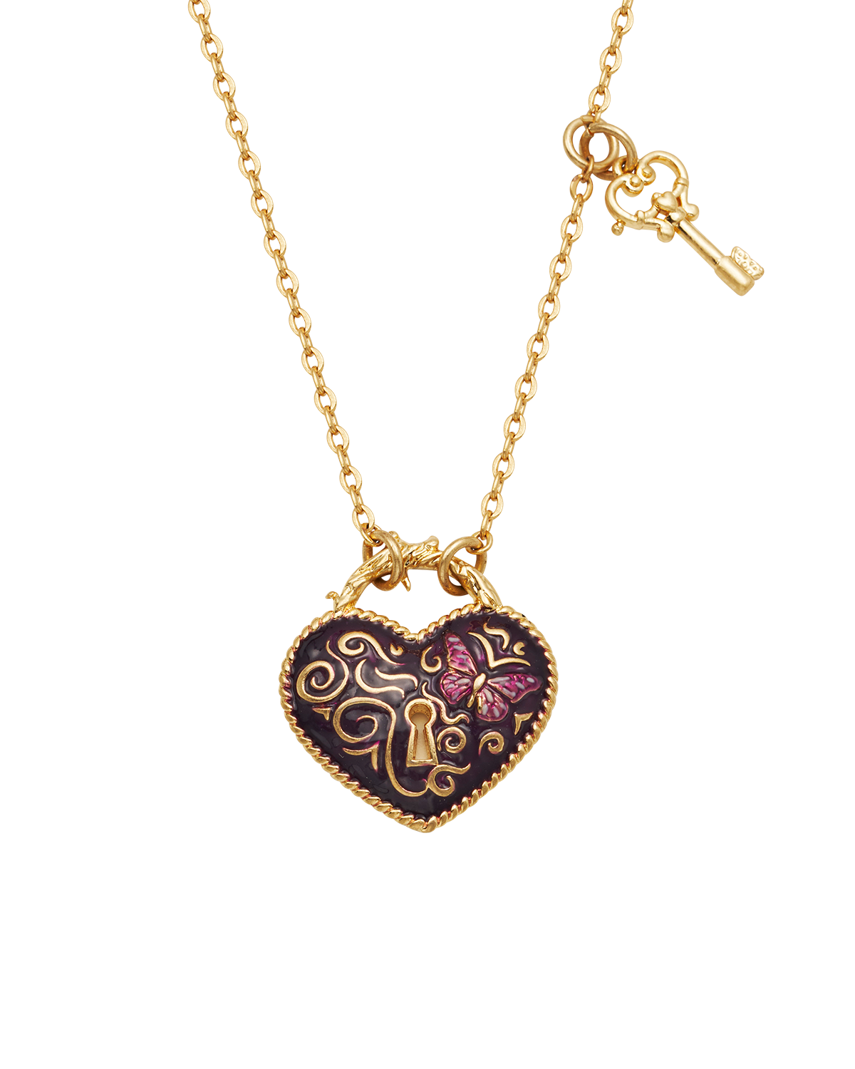 Eve Heart Lock & Key Necklace in Gold
