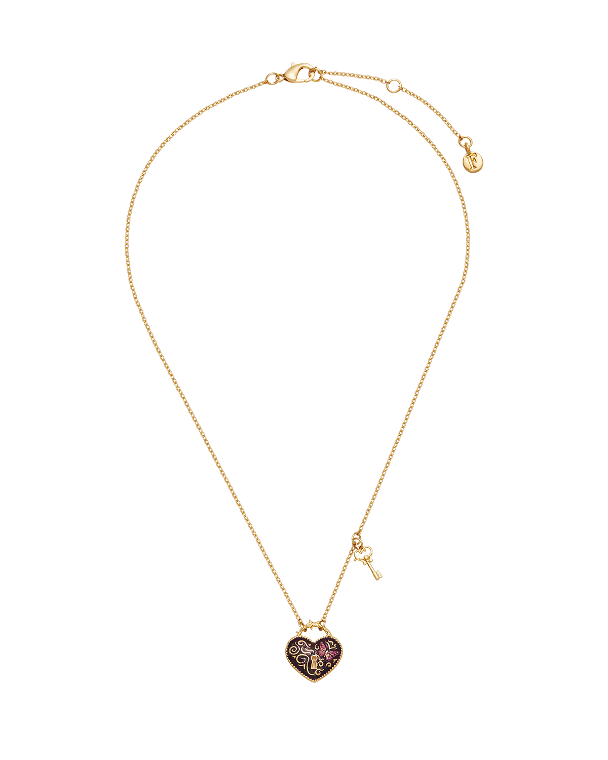 Eve Heart Lock & Key Necklace in Gold