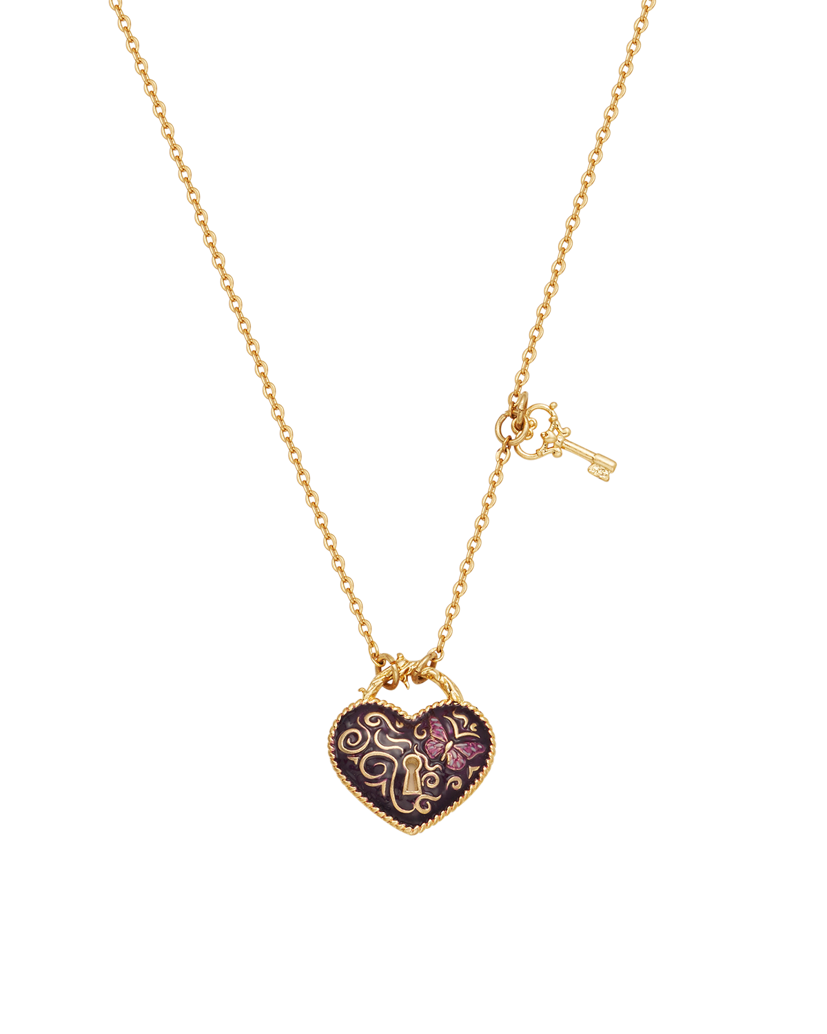 Eve Heart Lock & Key Necklace in Gold