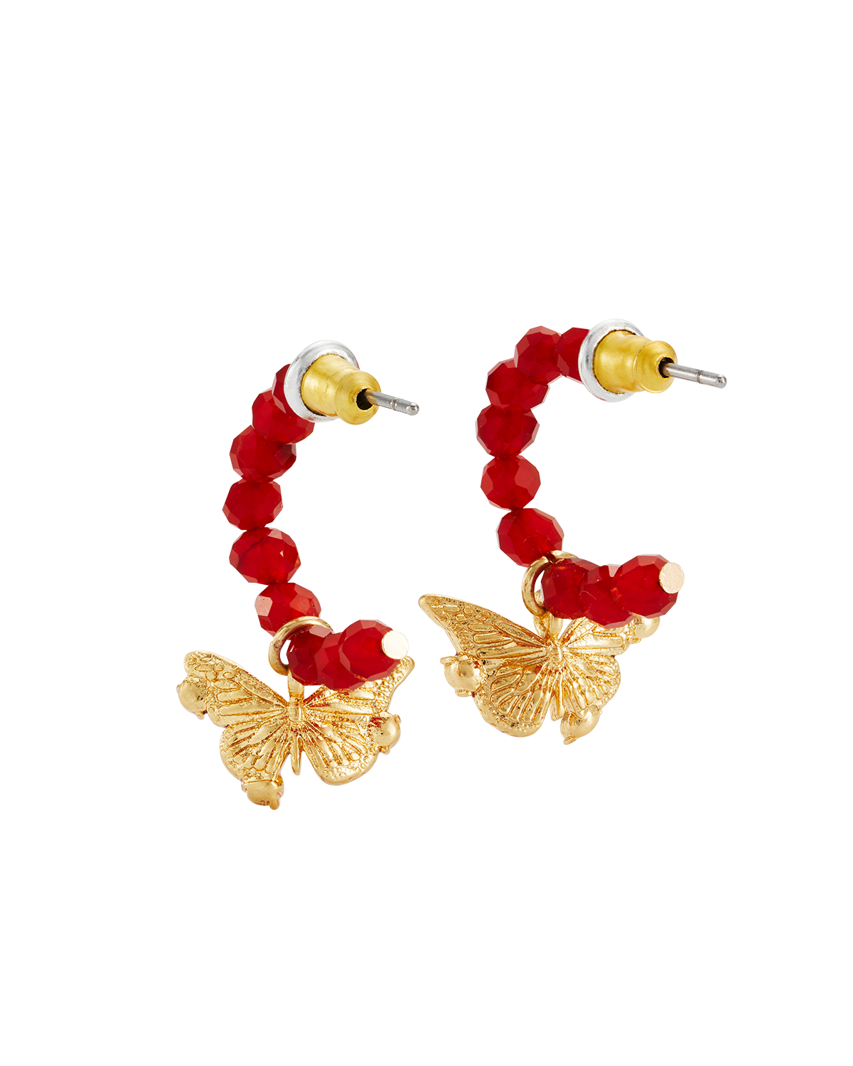 Hera Butterfly Charm Hoop Earrings in Gold