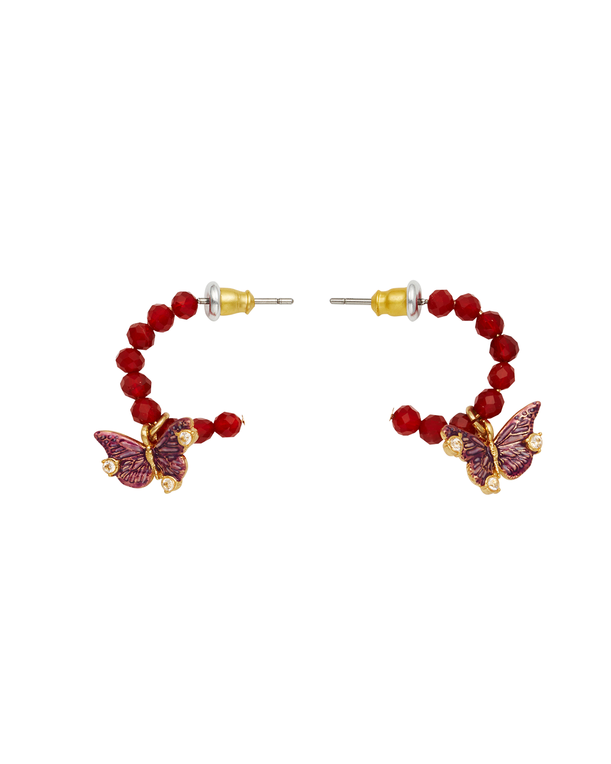Hera Butterfly Charm Hoop Earrings in Gold