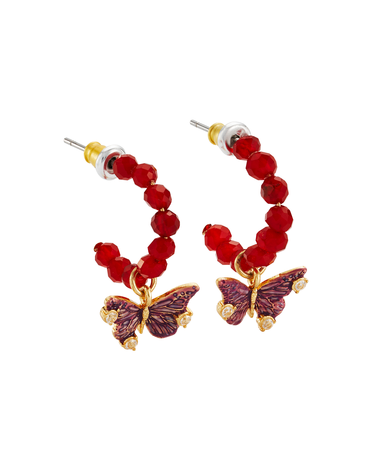 Hera Butterfly Charm Hoop Earrings in Gold