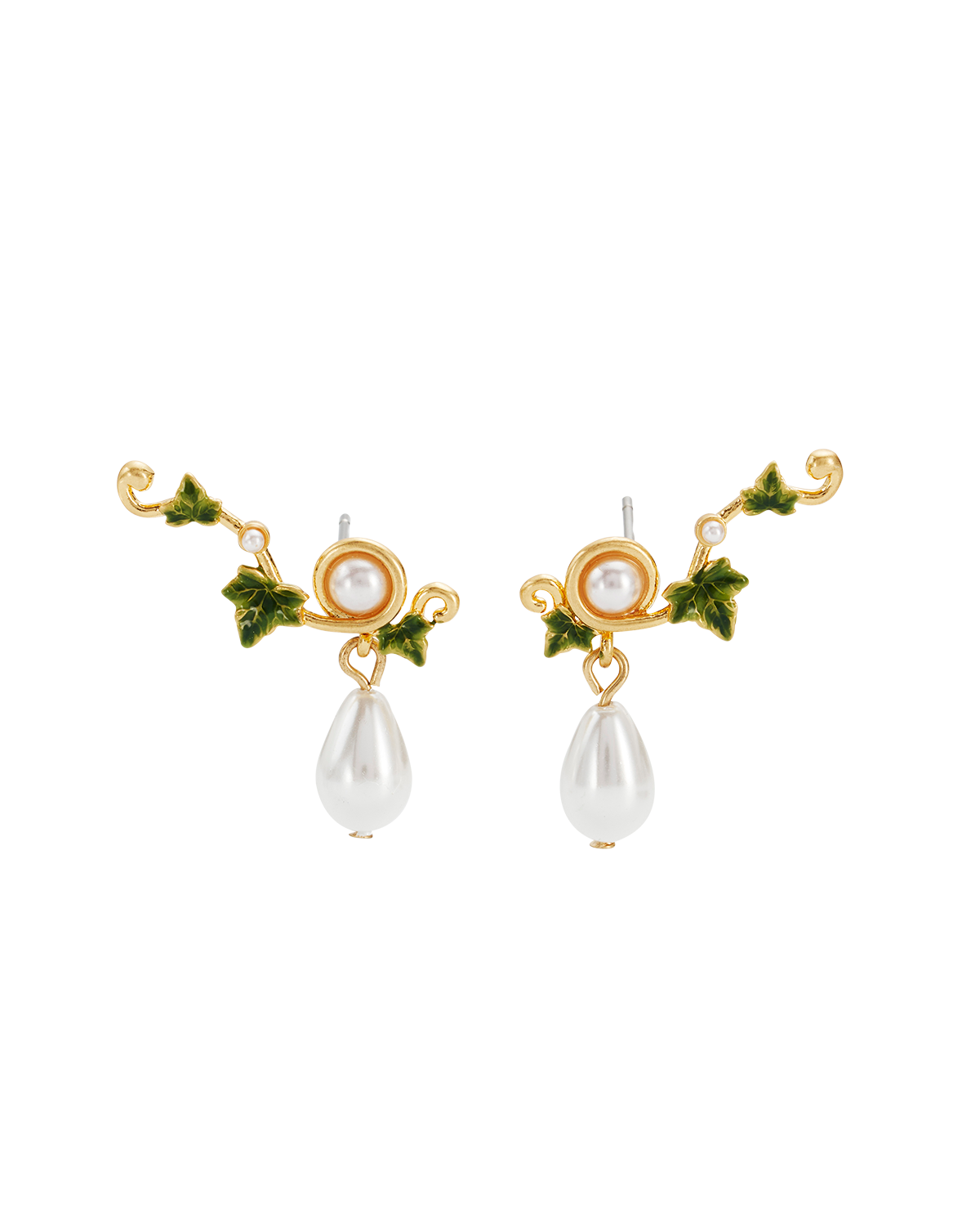 Ivy & Pearl Climber Earrings in Gold