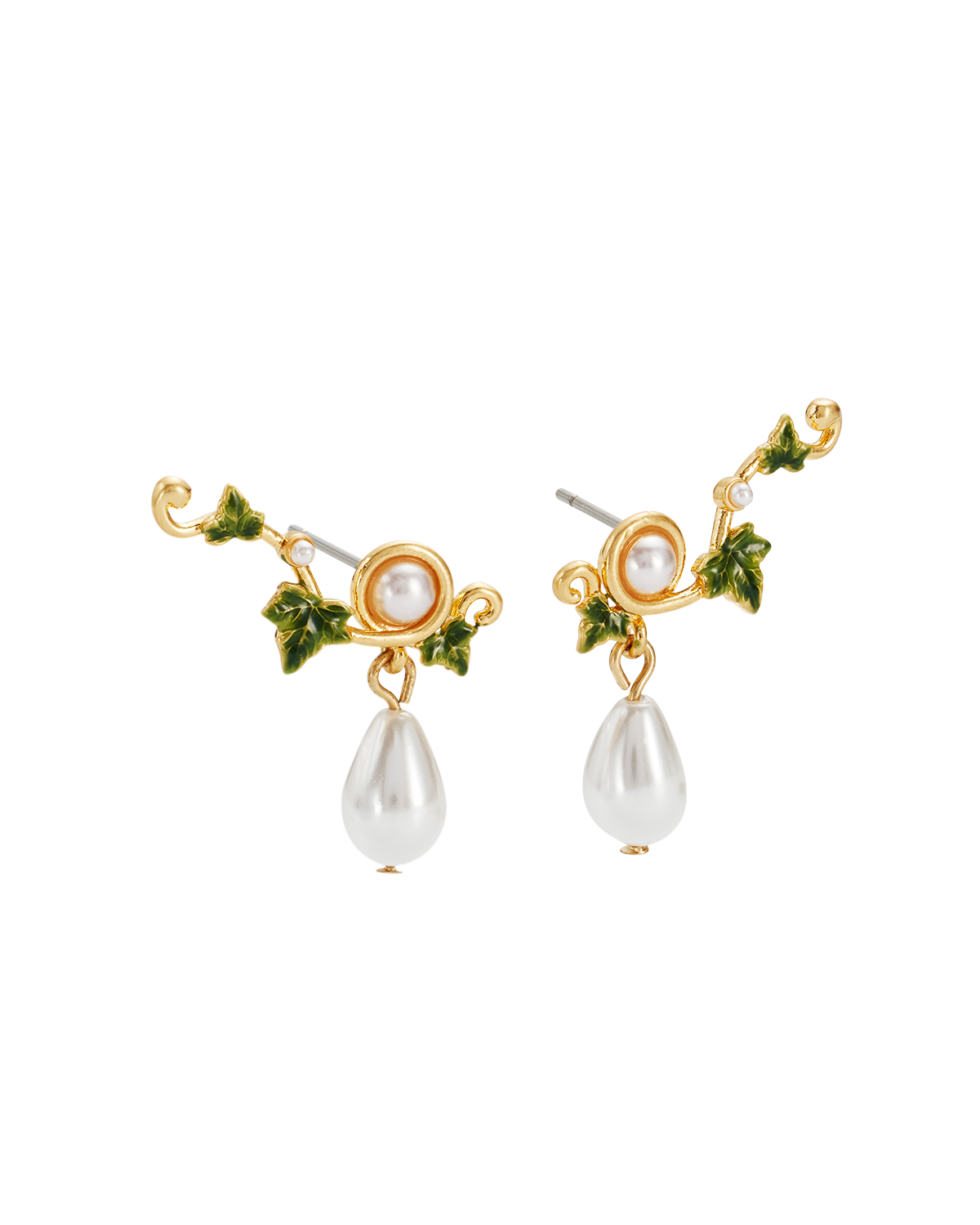 Ivy & Pearl Climber Earrings in Gold
