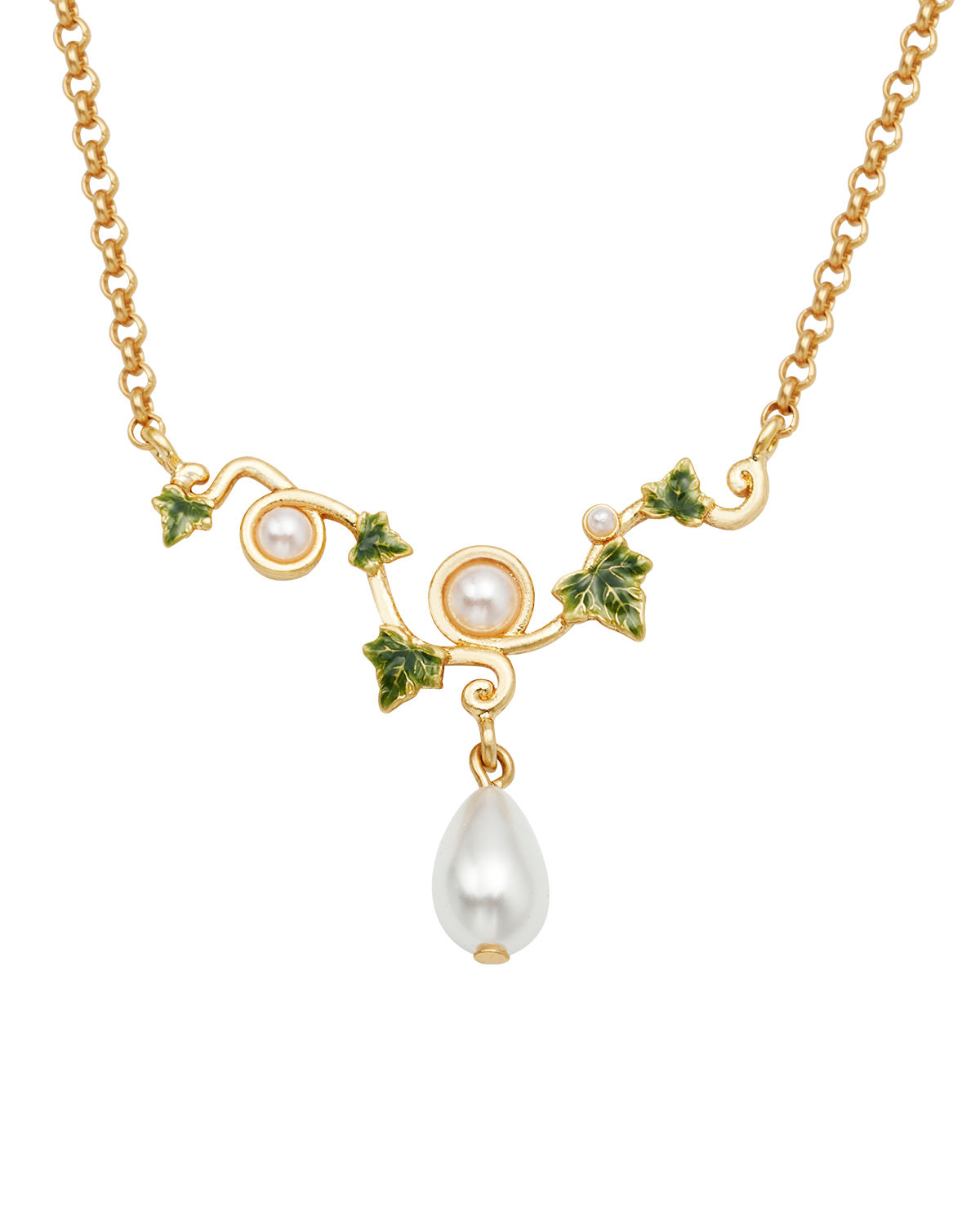 Ivy & Pearl Necklace in Gold