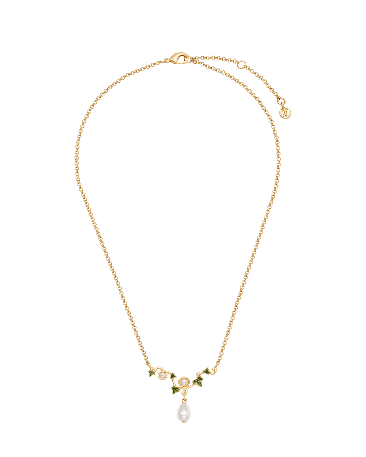 Ivy & Pearl Necklace in Gold