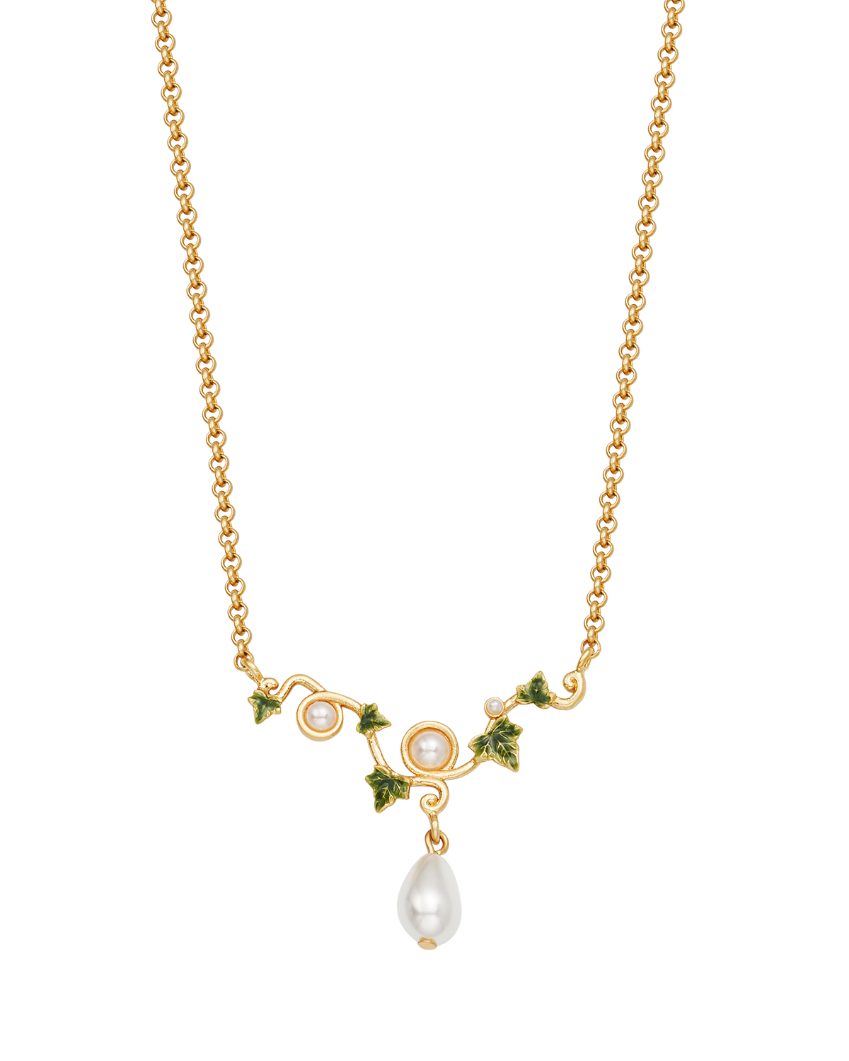 Ivy & Pearl Necklace in Gold