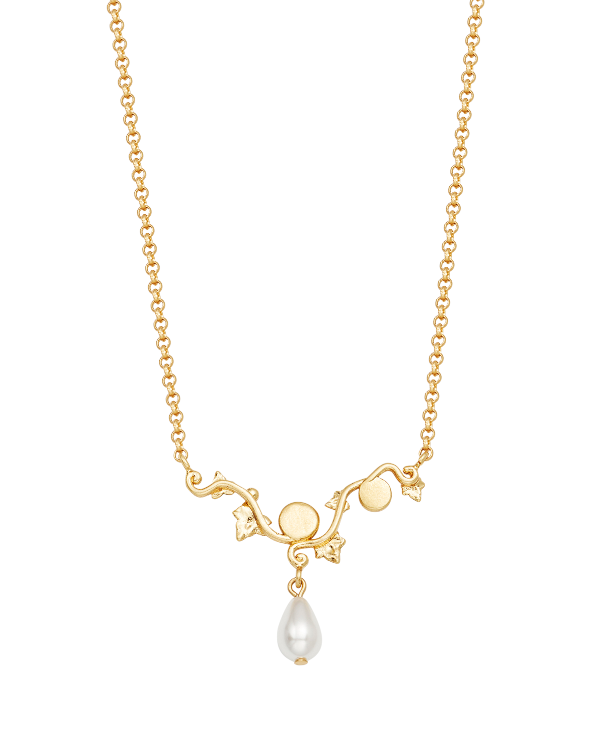 Ivy & Pearl Necklace in Gold