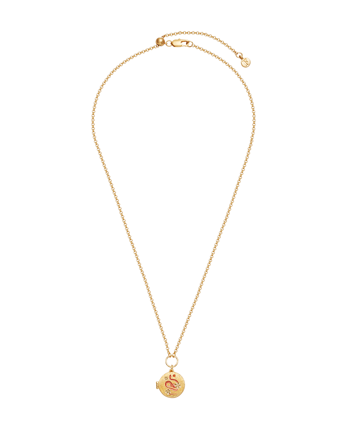 Snake & Blossom Locket Necklace in Gold