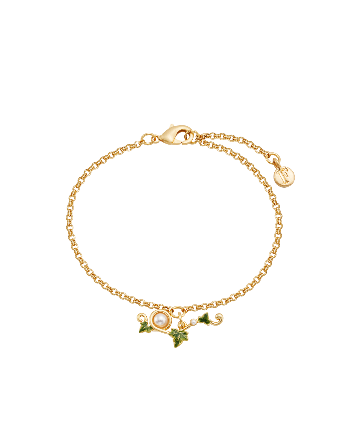 Ivy & Pearl T-Bar Bracelet in Gold