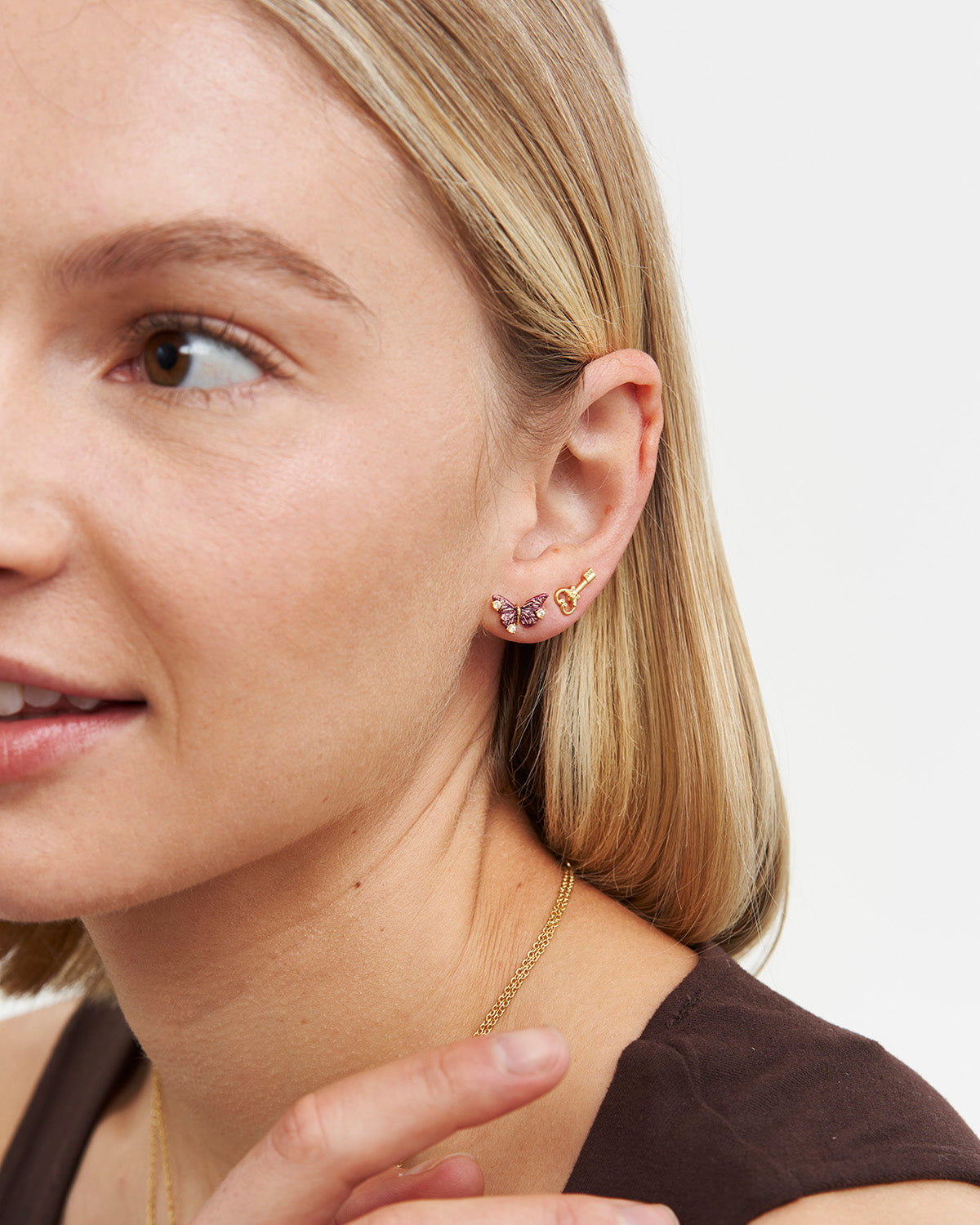 Eve Butterfly Stud Earrings in Gold