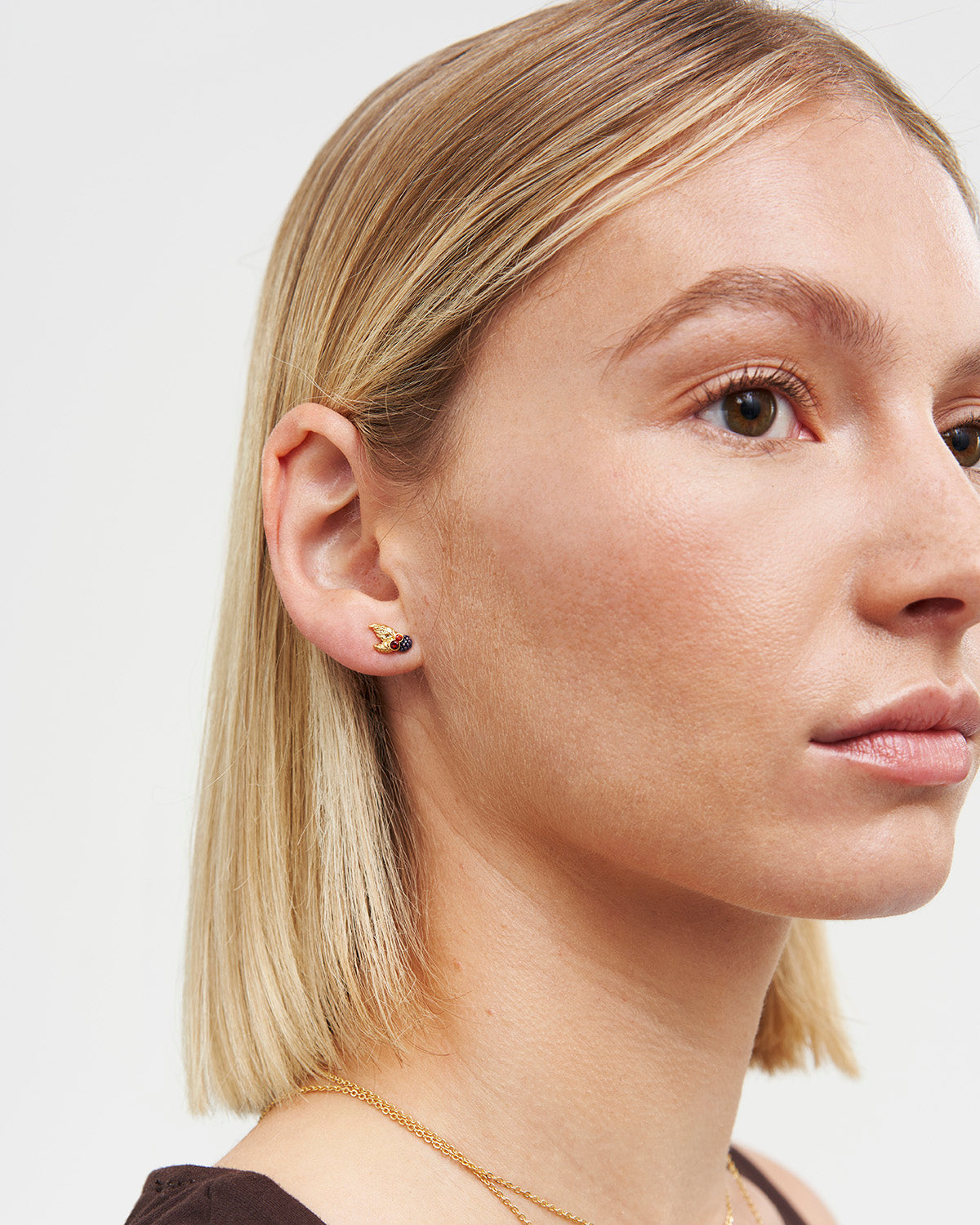 Orla Blackberry Stud Earrings in Gold