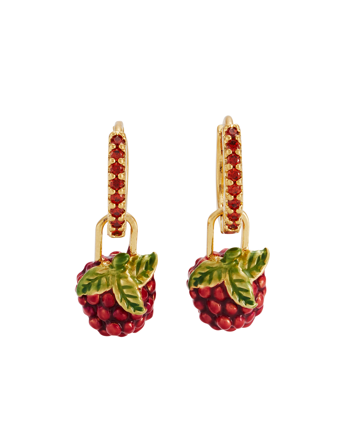 Orla Raspberry Huggie Earrings in Gold