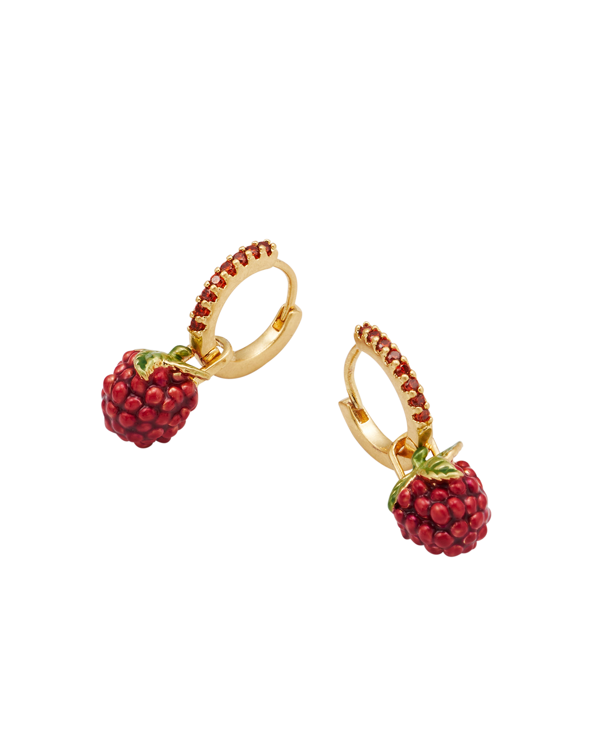 Orla Raspberry Huggie Earrings in Gold