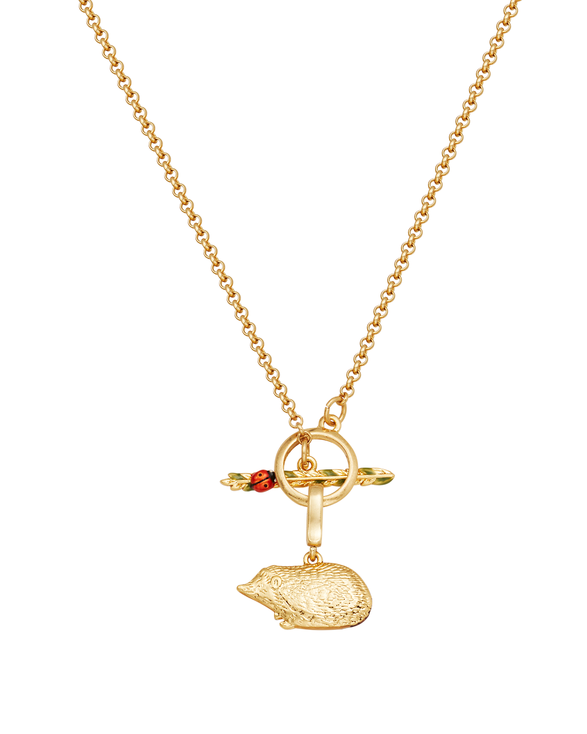 Ladybird & Hedgehog Toggle Necklace in Gold