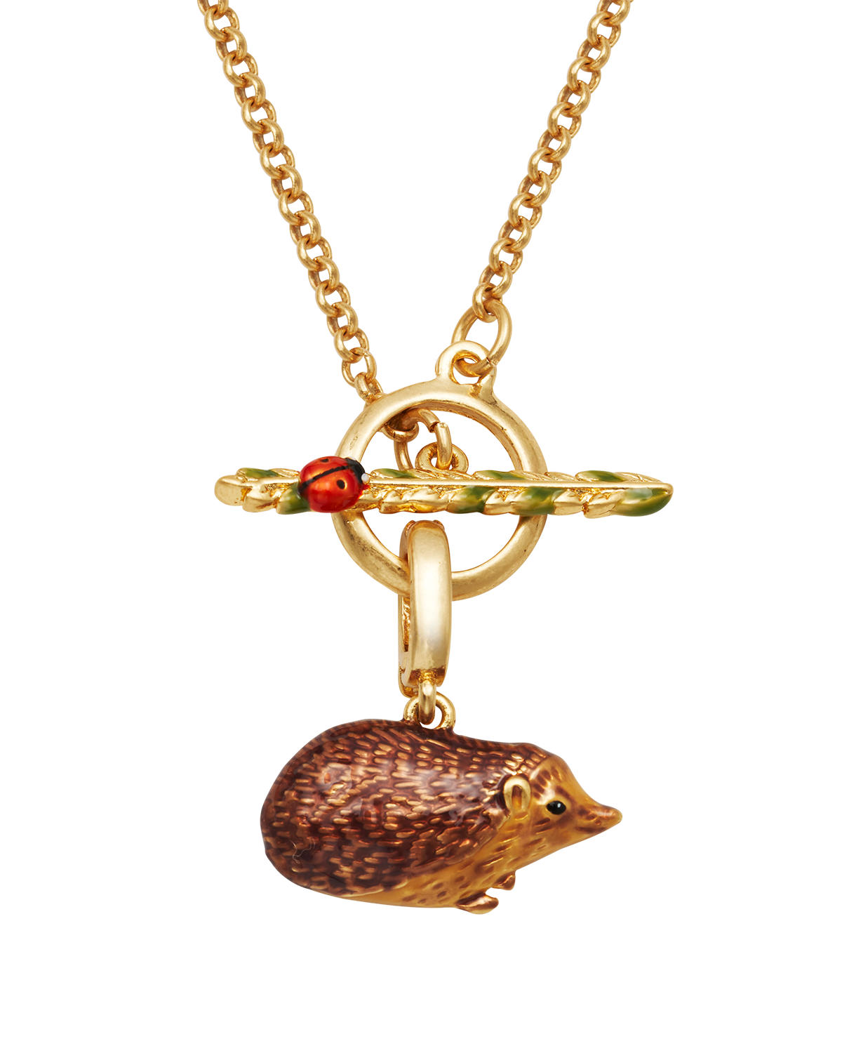 Ladybird & Hedgehog Toggle Necklace in Gold