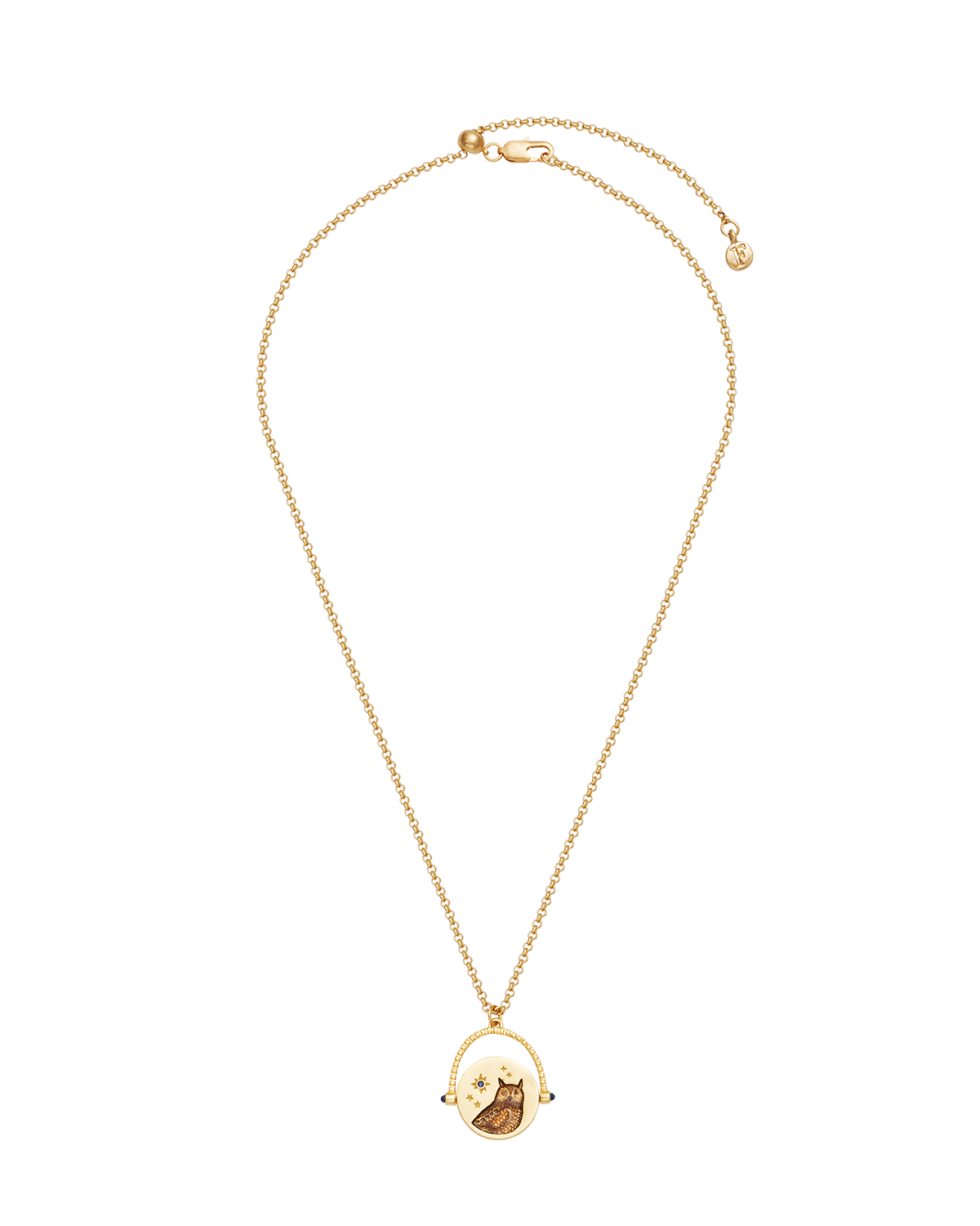 Owl Spinner Necklace in Gold