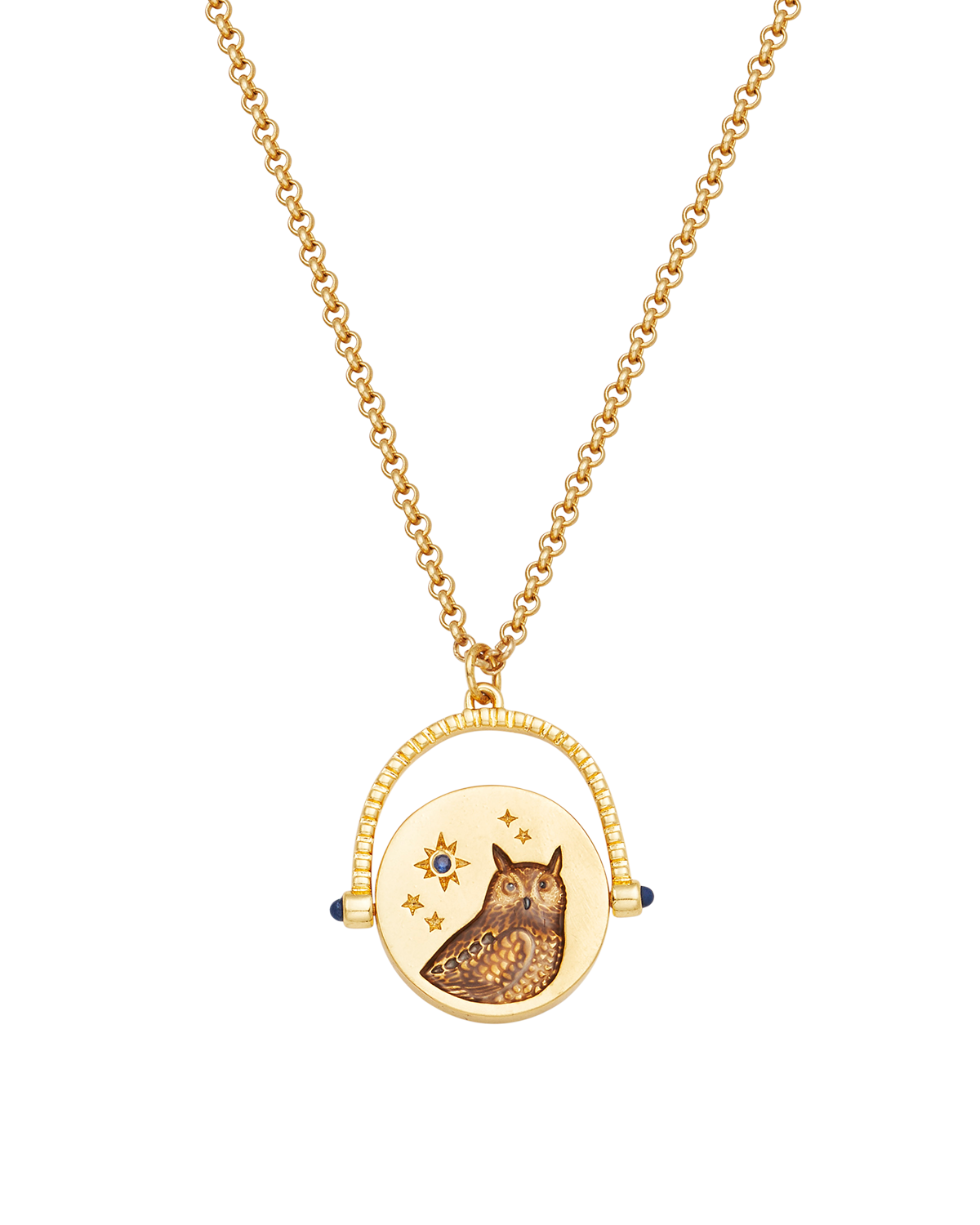 Owl Spinner Necklace in Gold