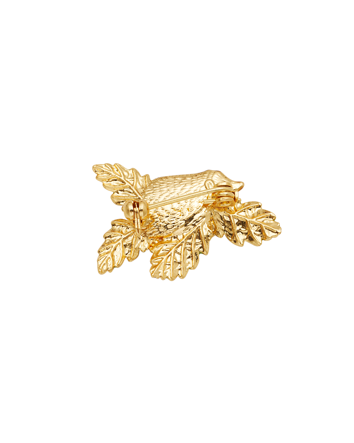 Hedgehog & Blackberry Brooch in Gold