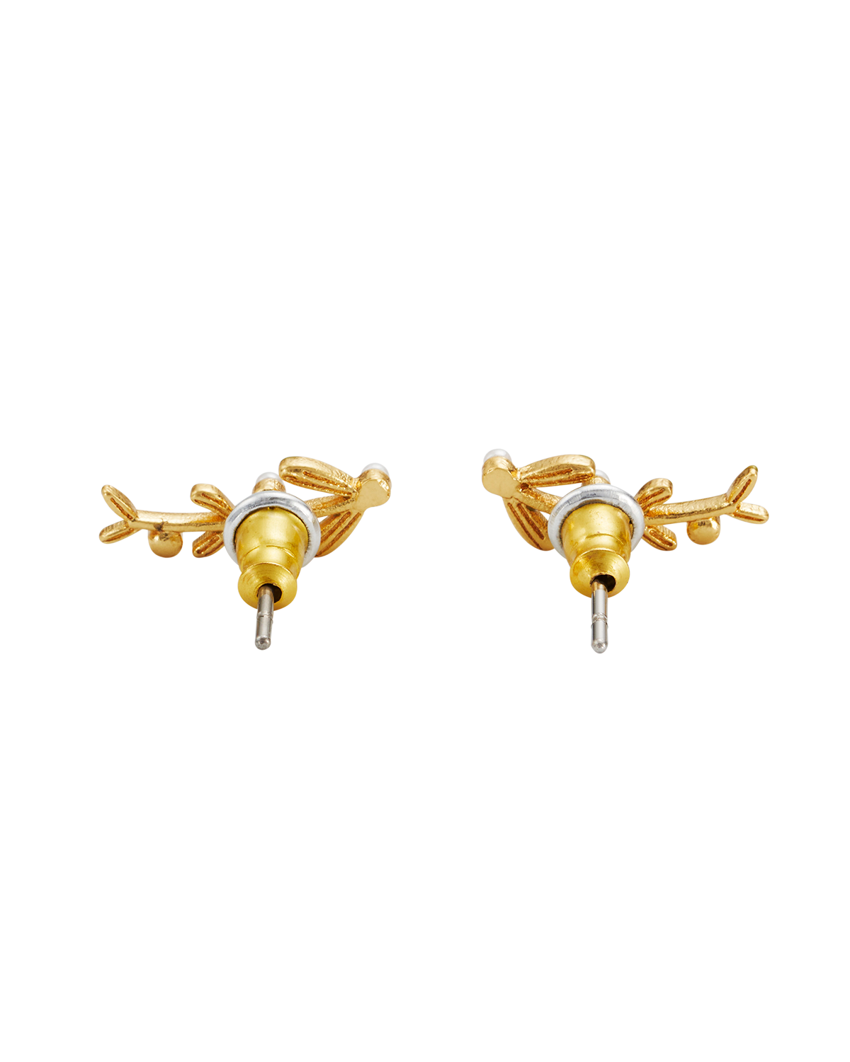 Niva Mistletoe & Pearl Climber Earrings in Gold