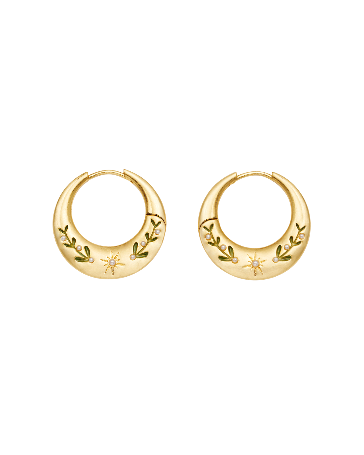 Niva Mistletoe Hoop Earrings in Gold