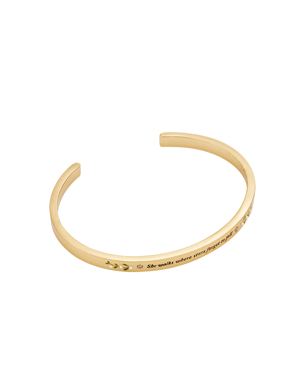 Niva Mistletoe Pearl Bangle in Gold