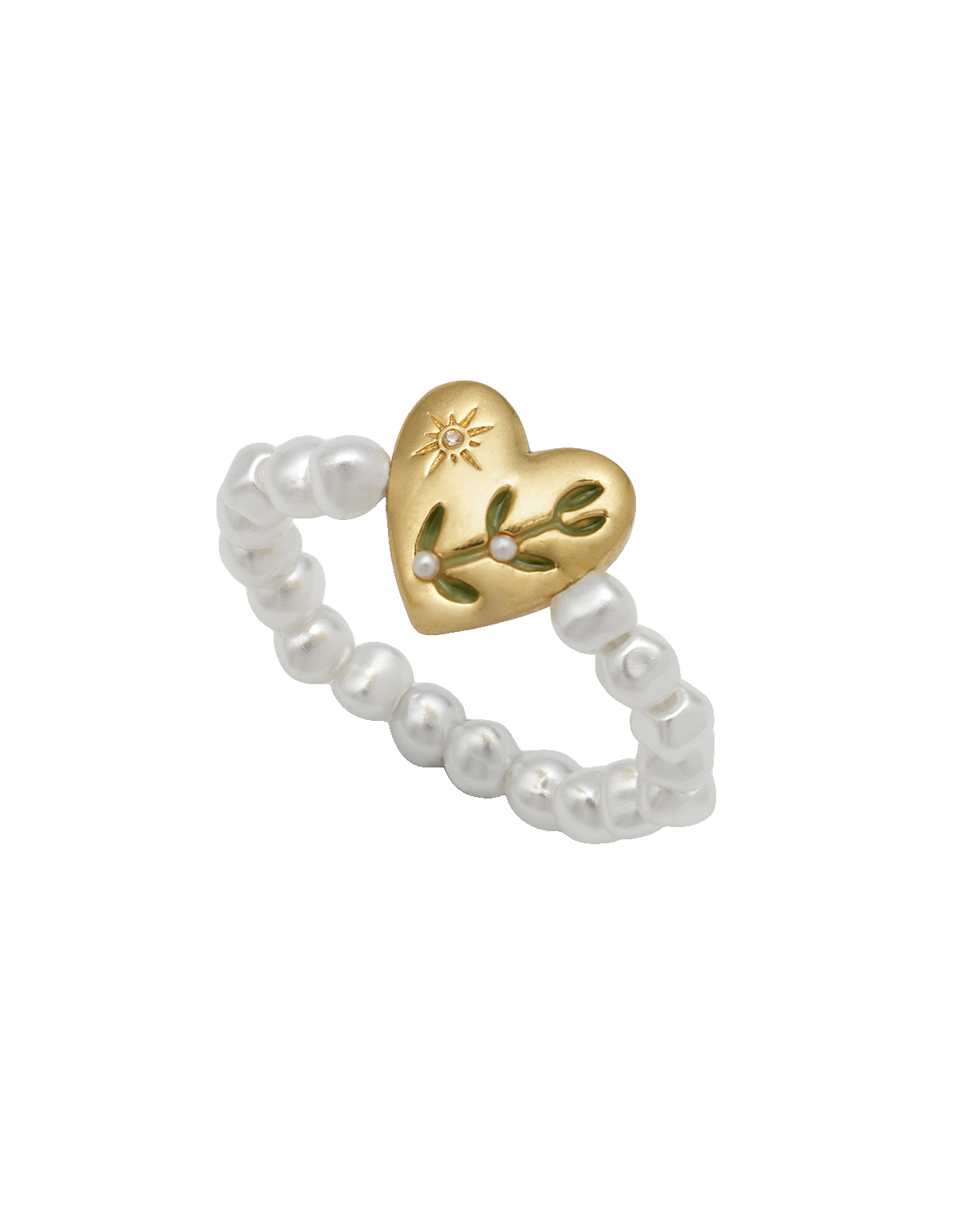 Niva Mistletoe Stretch Ring in Gold