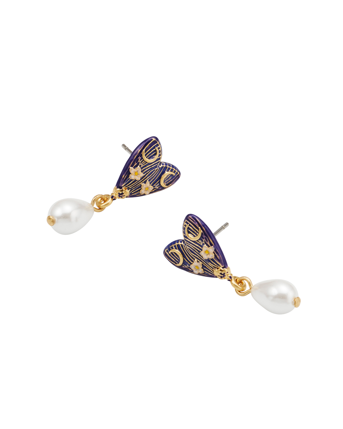 Jasmine Moon Butterfly & Pearl Earrings in Gold