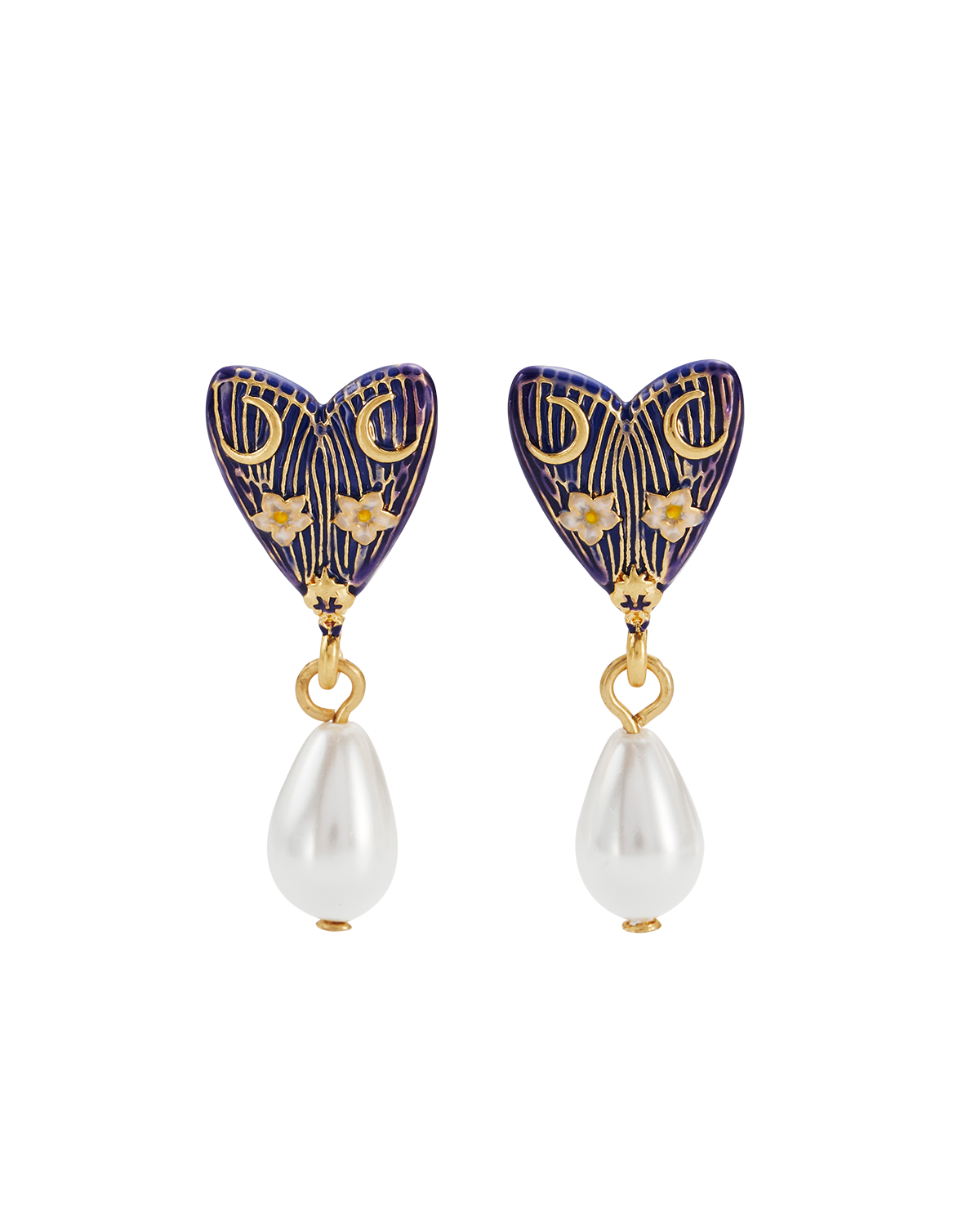 Jasmine Moon Butterfly & Pearl Earrings in Gold